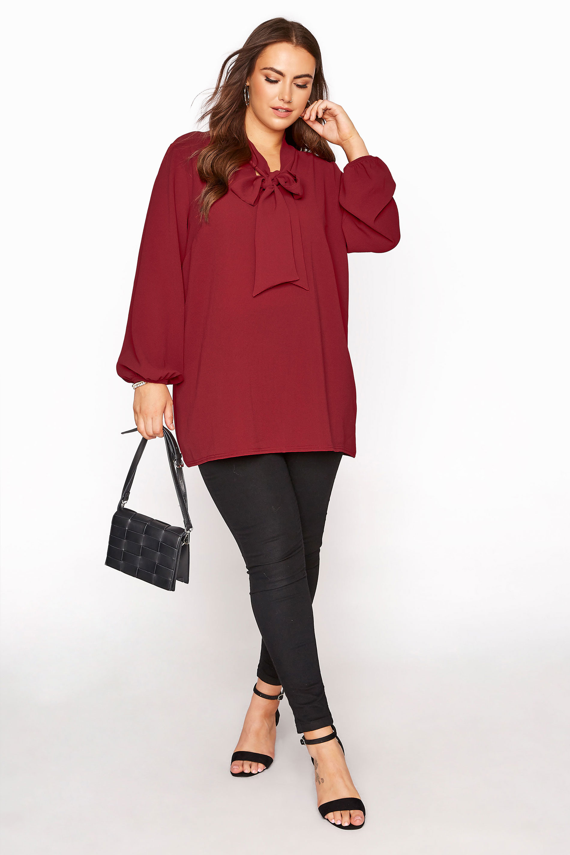 YOURS LONDON Burgundy Bow Blouse