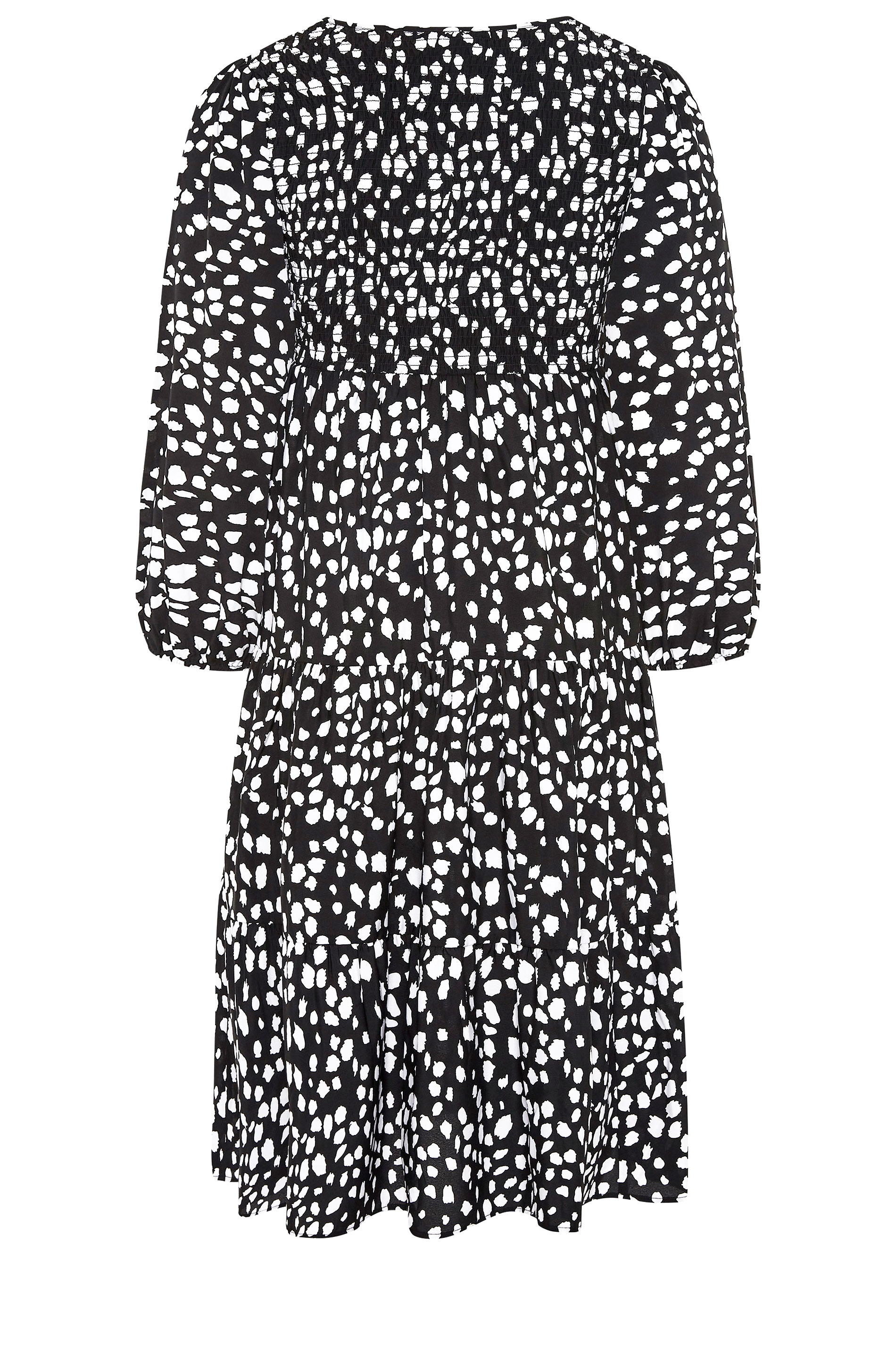 Plus Size Black Dalmatian Print Balloon Sleeve Midi Dress | Yours Clothing