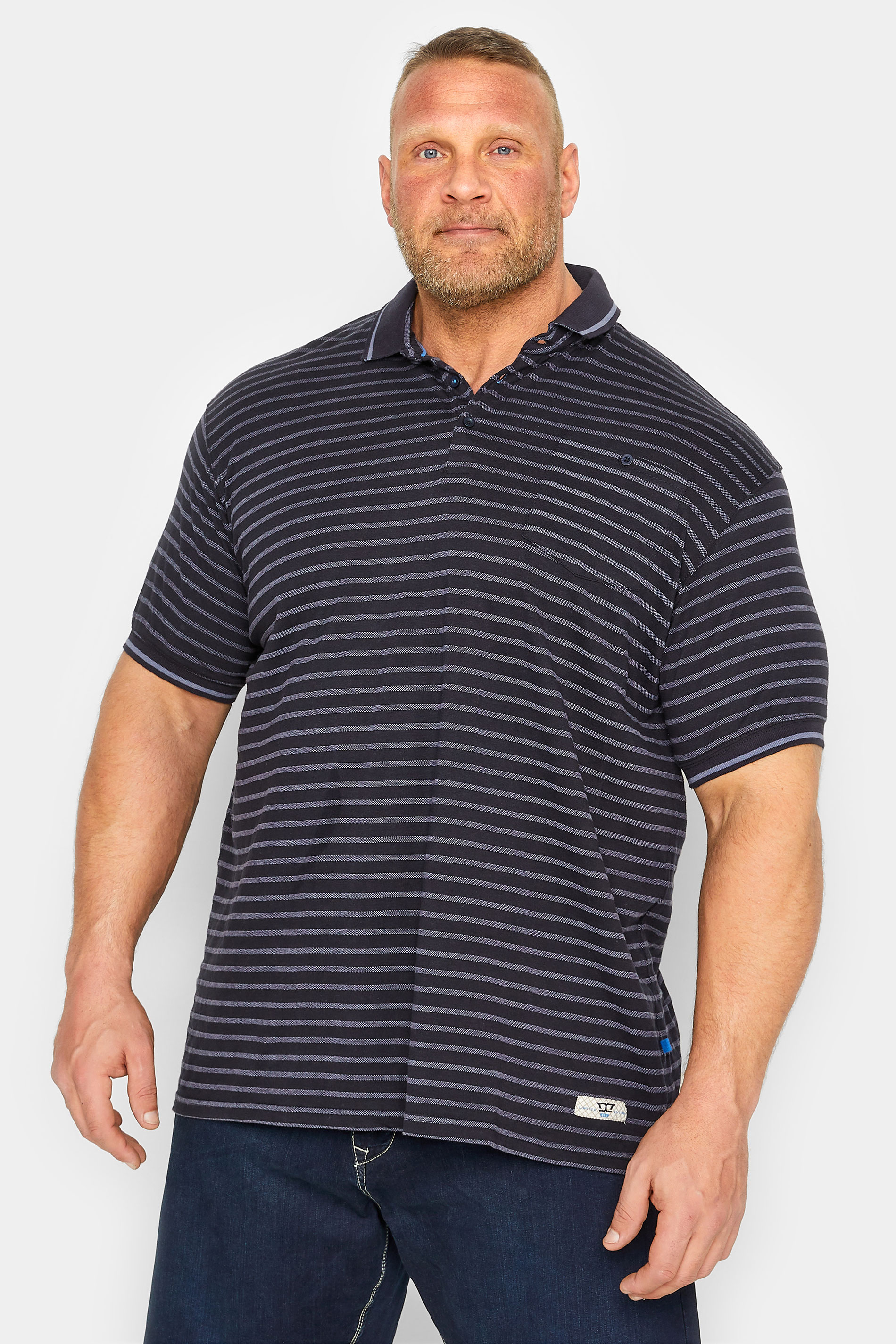 D555 Big & Tall Black Stripe Polo Shirt | BadRhino 1