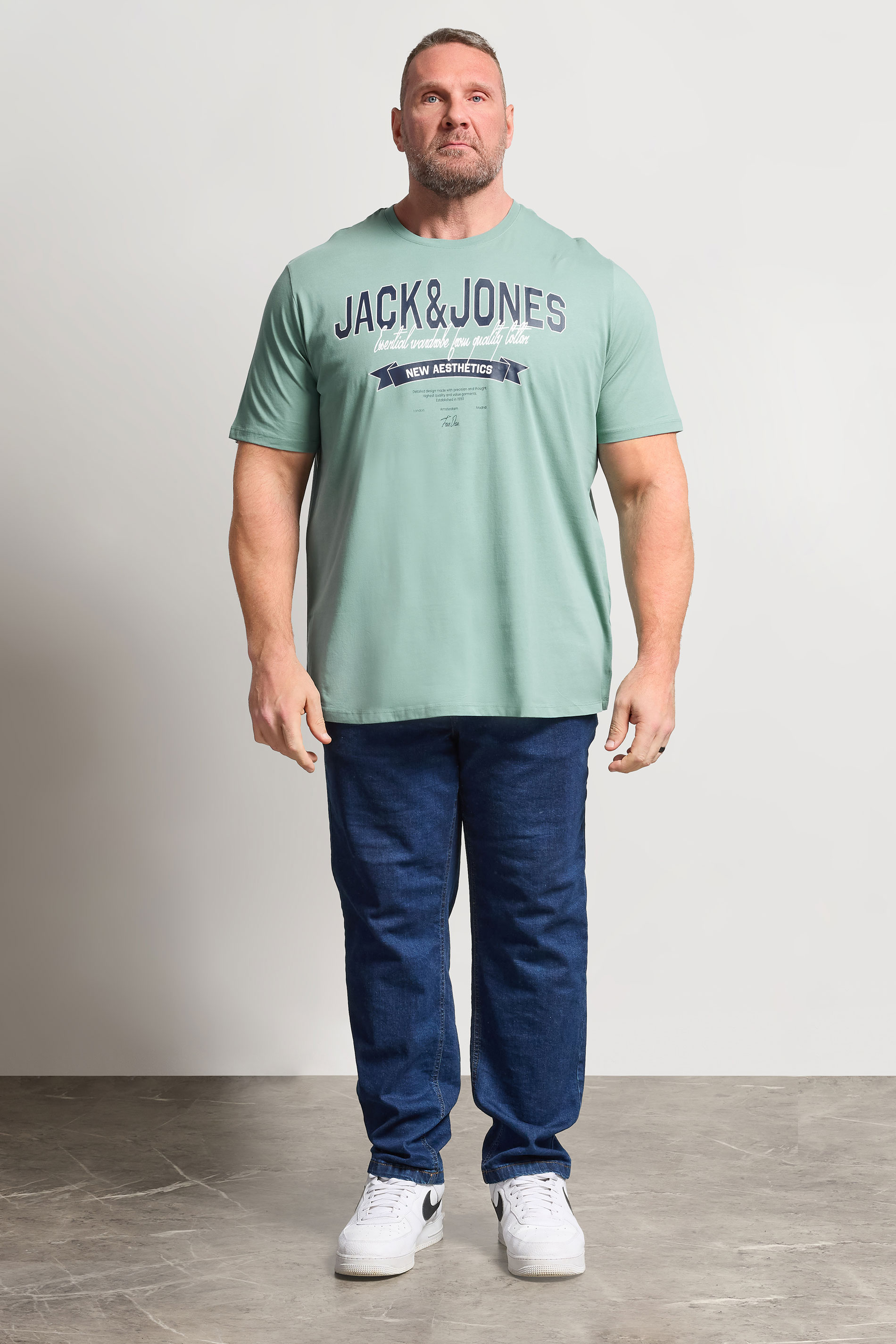JACK & JONES Big & Tall Mineral Blue Graphic T-Shirt | BadRhino 1