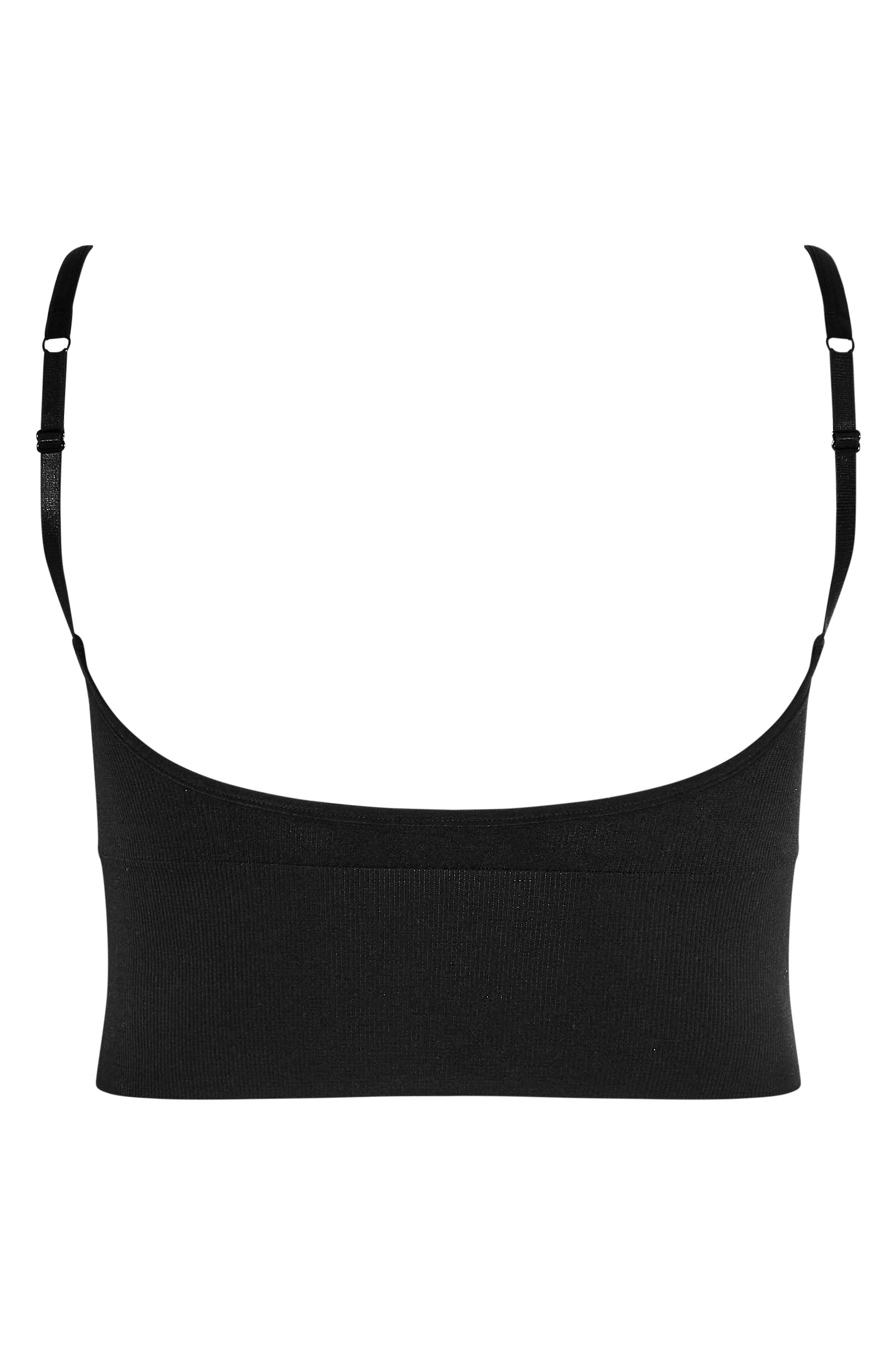 Plus Size Black Seamless Padded Crop Bralette Top | Yours Clothing