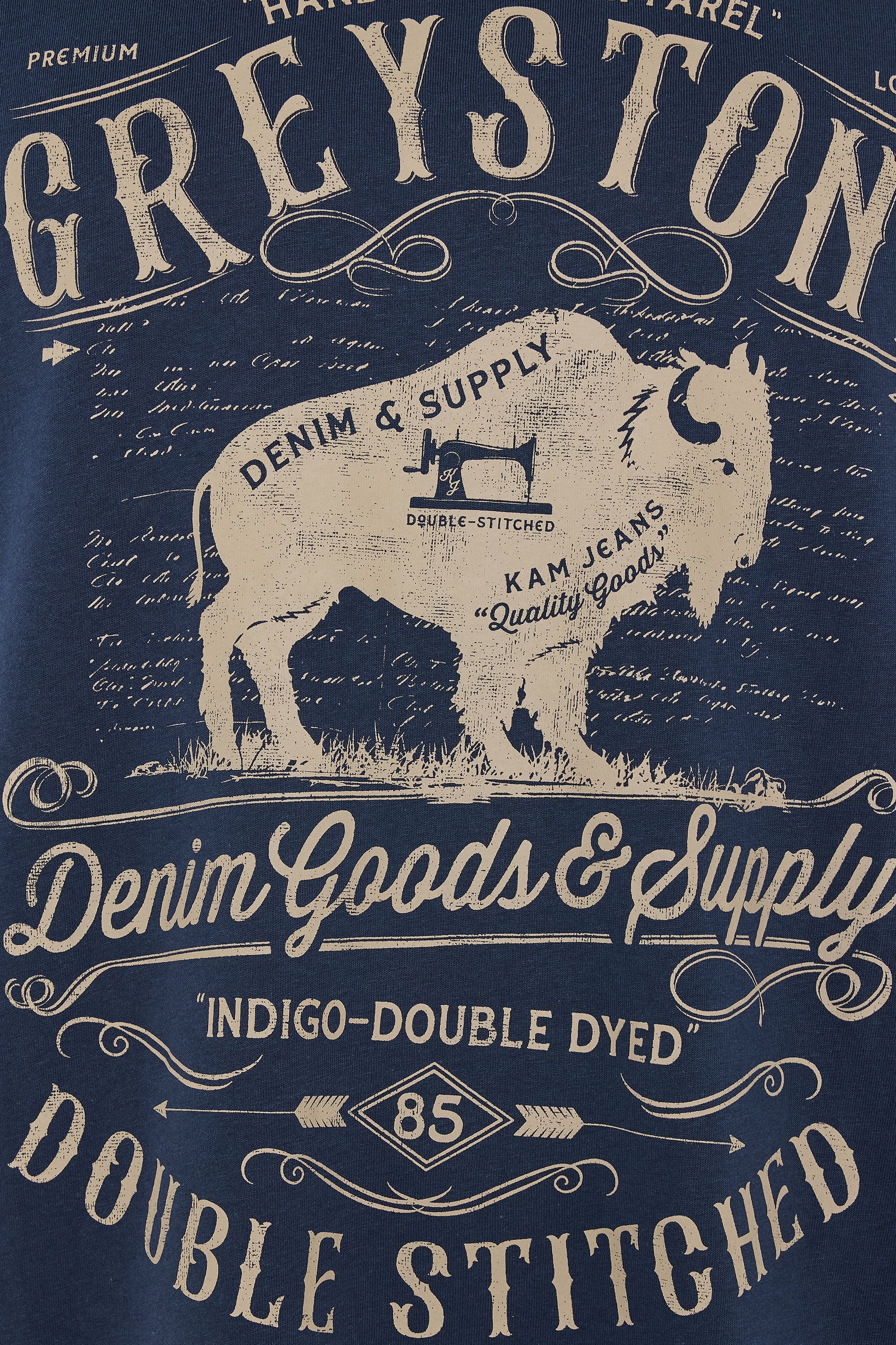KAM Big & Tall Navy Blue 'Greystone' Graphic Print T-Shirt | BadRhino 3