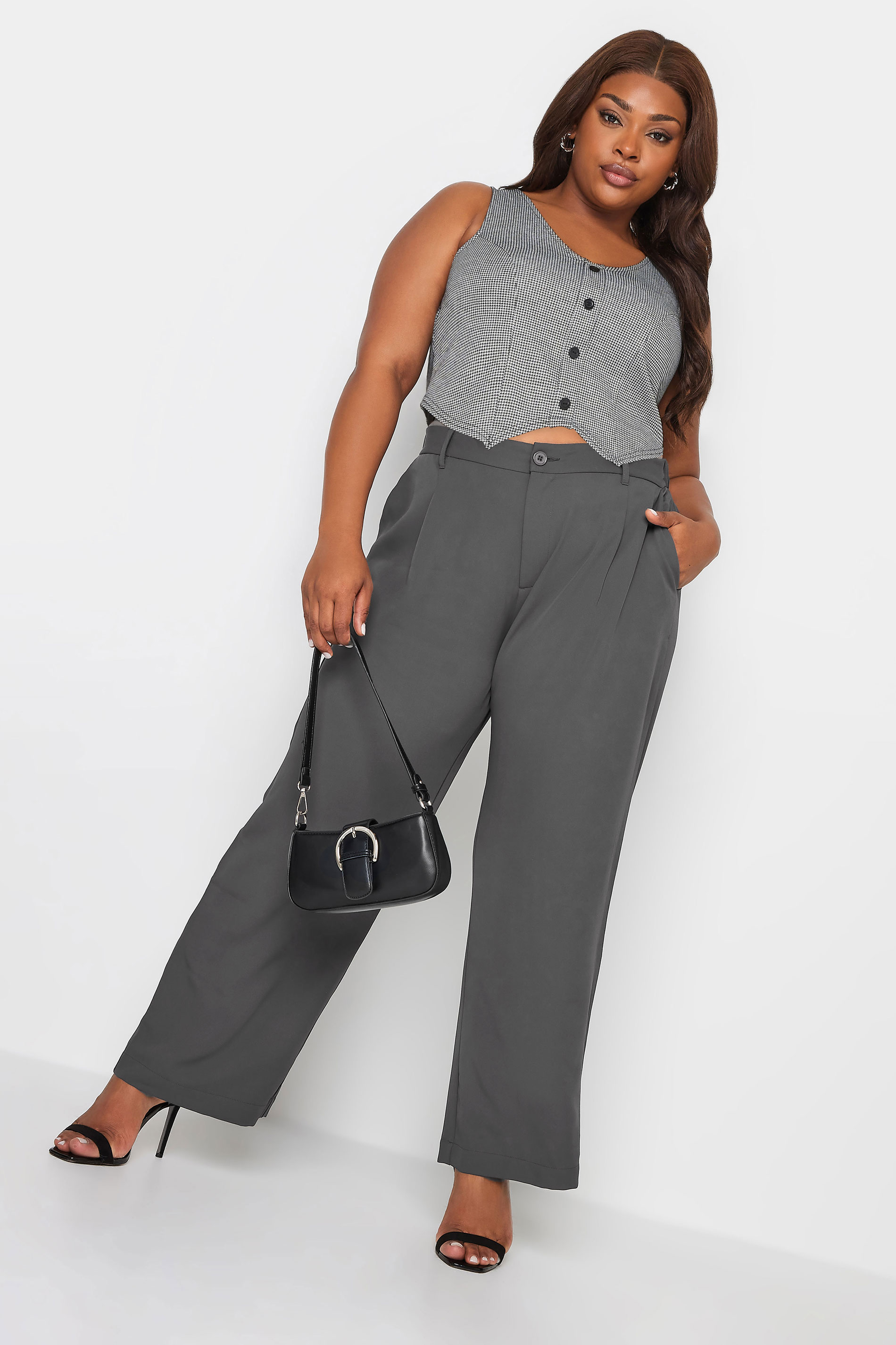 YOURS Plus Size Grey Wide Leg Dad Trousers | Yours Clothing 3