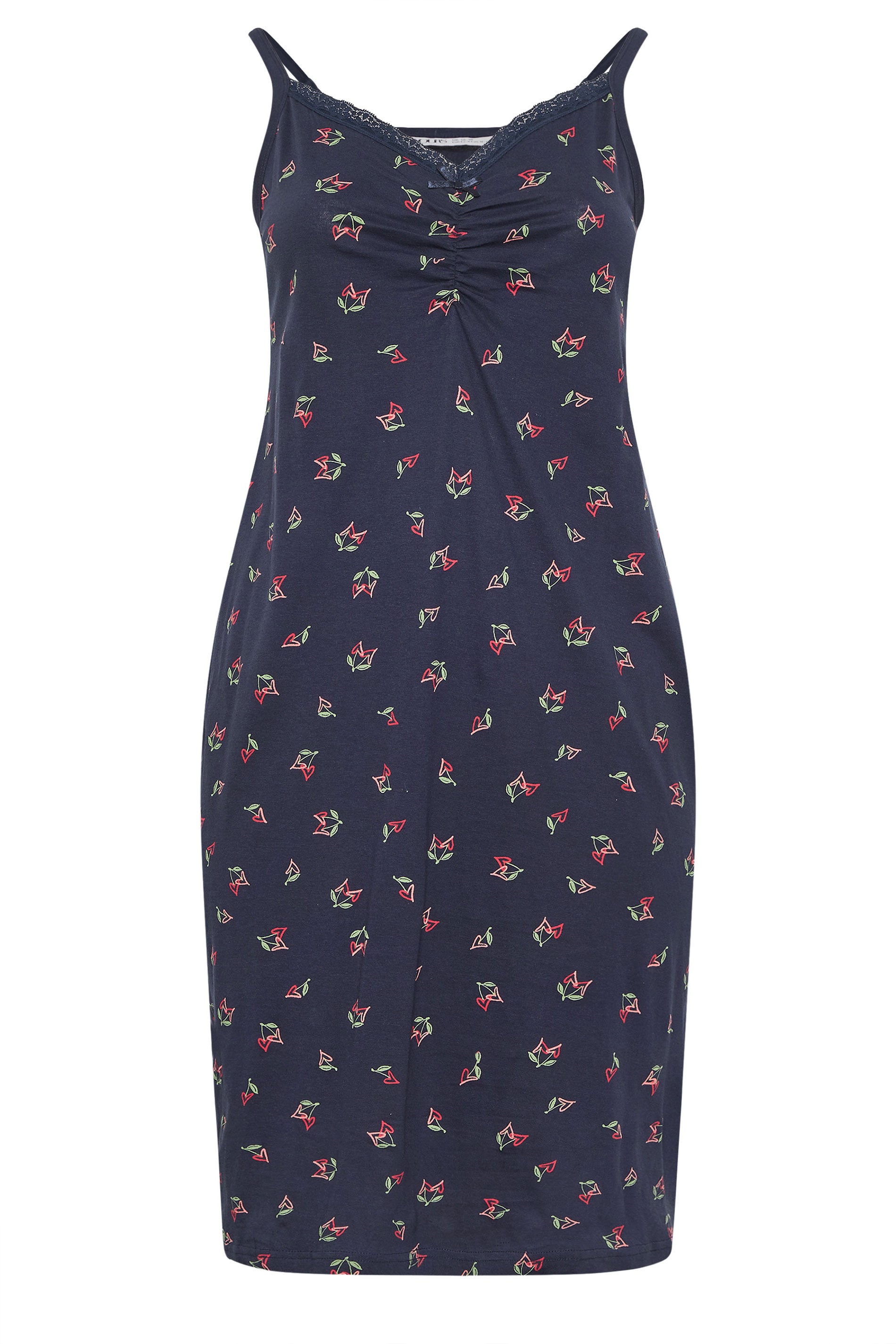 YOURS Plus Size Navy Blue Cherry Heart Chemise Nightdress | Yours Clothing 5