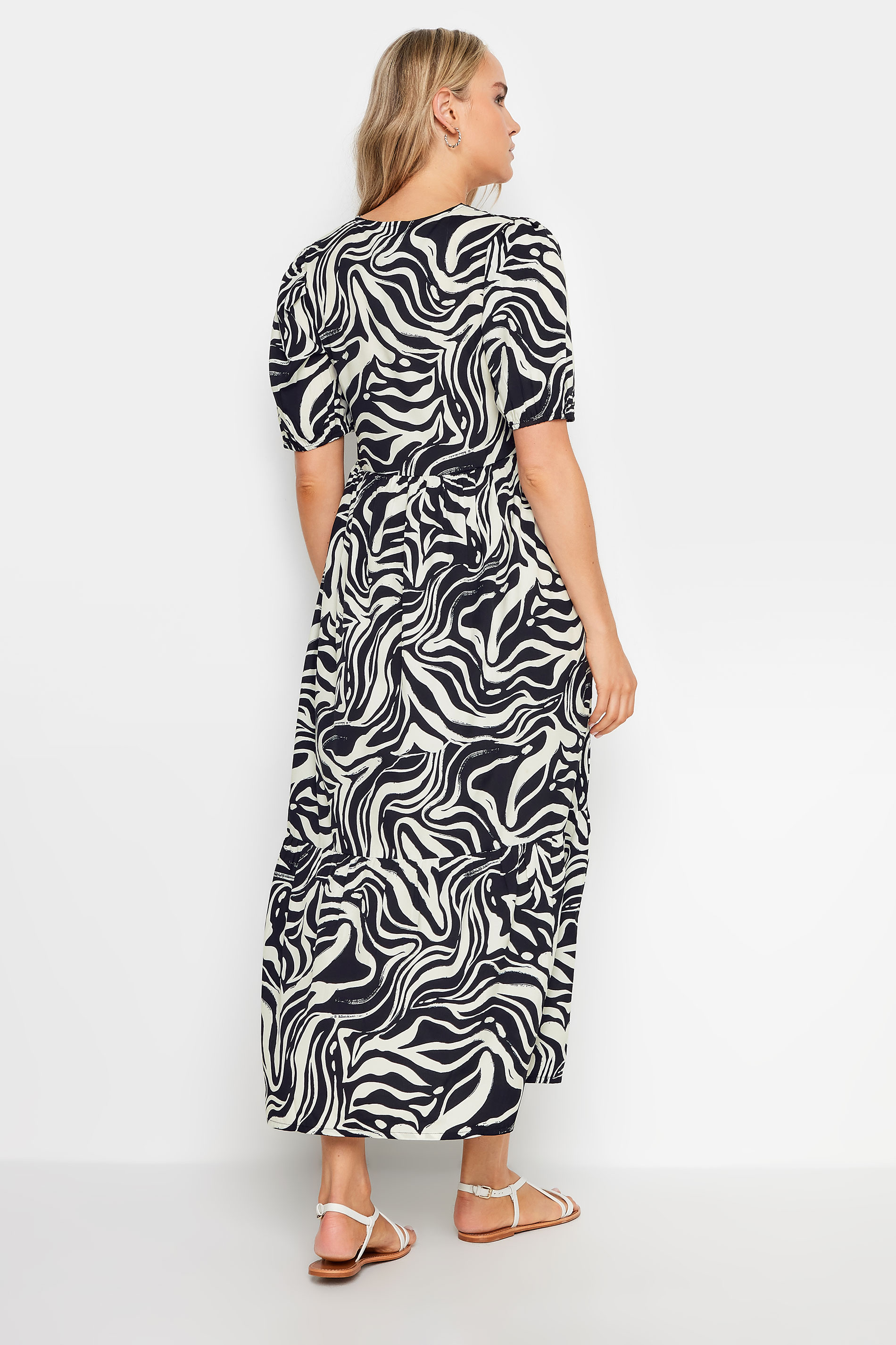 LTS Tall Women's Black Marble Print Midi Dress | Long Tall Sally 3