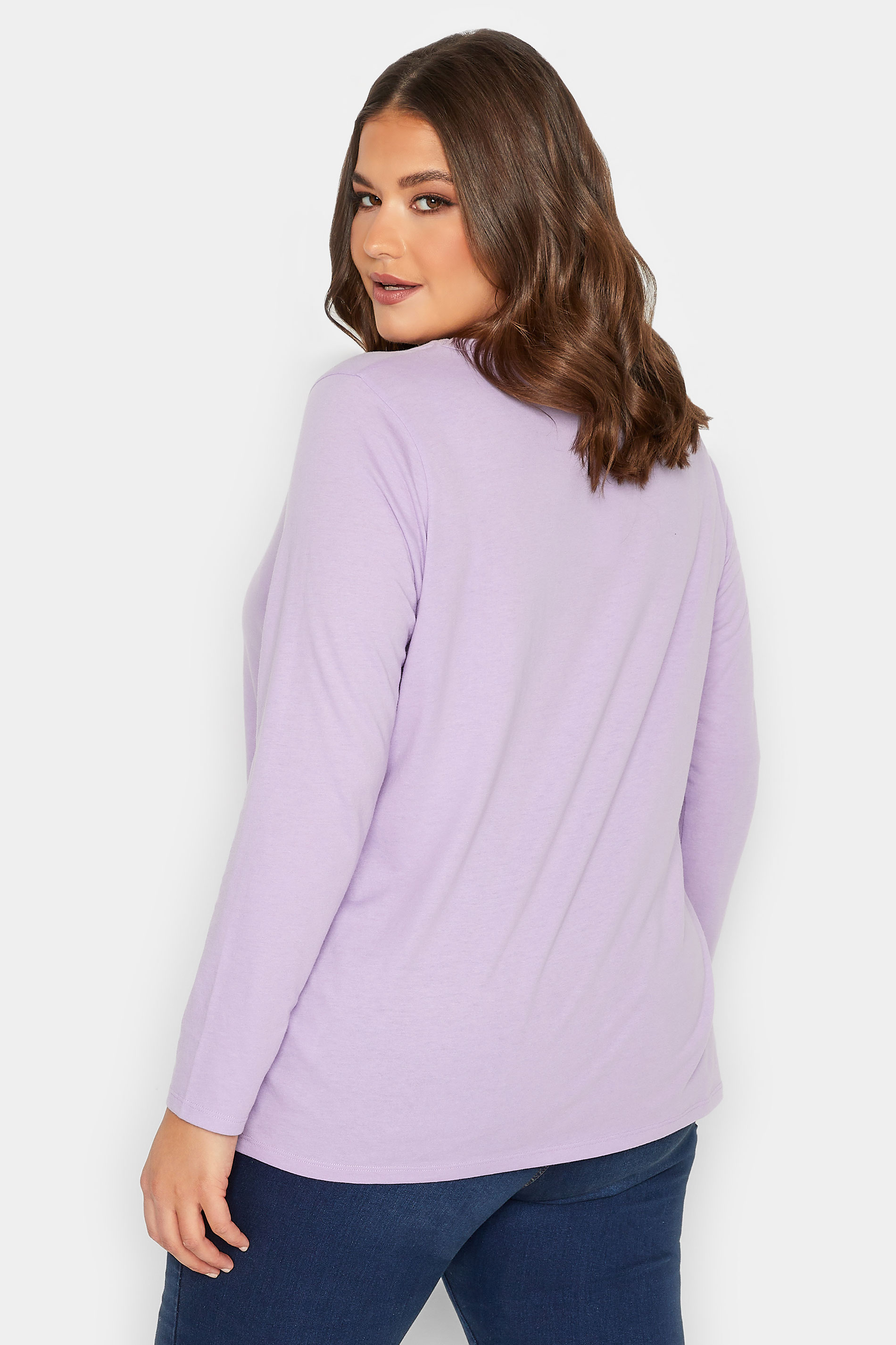 Plus Size Lavender Purple Long Sleeve T-Shirt | Yours Clothing 3
