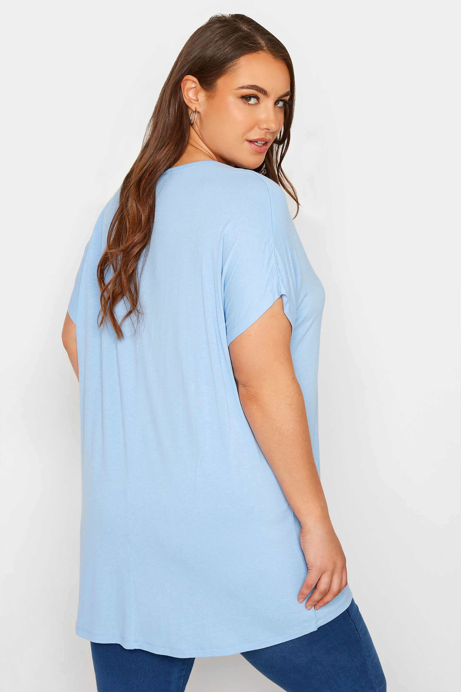 Grande taille  Tops Grande taille  T-Shirts | T-Shirt Bleu Ciel Ample en Jersey - OF54848