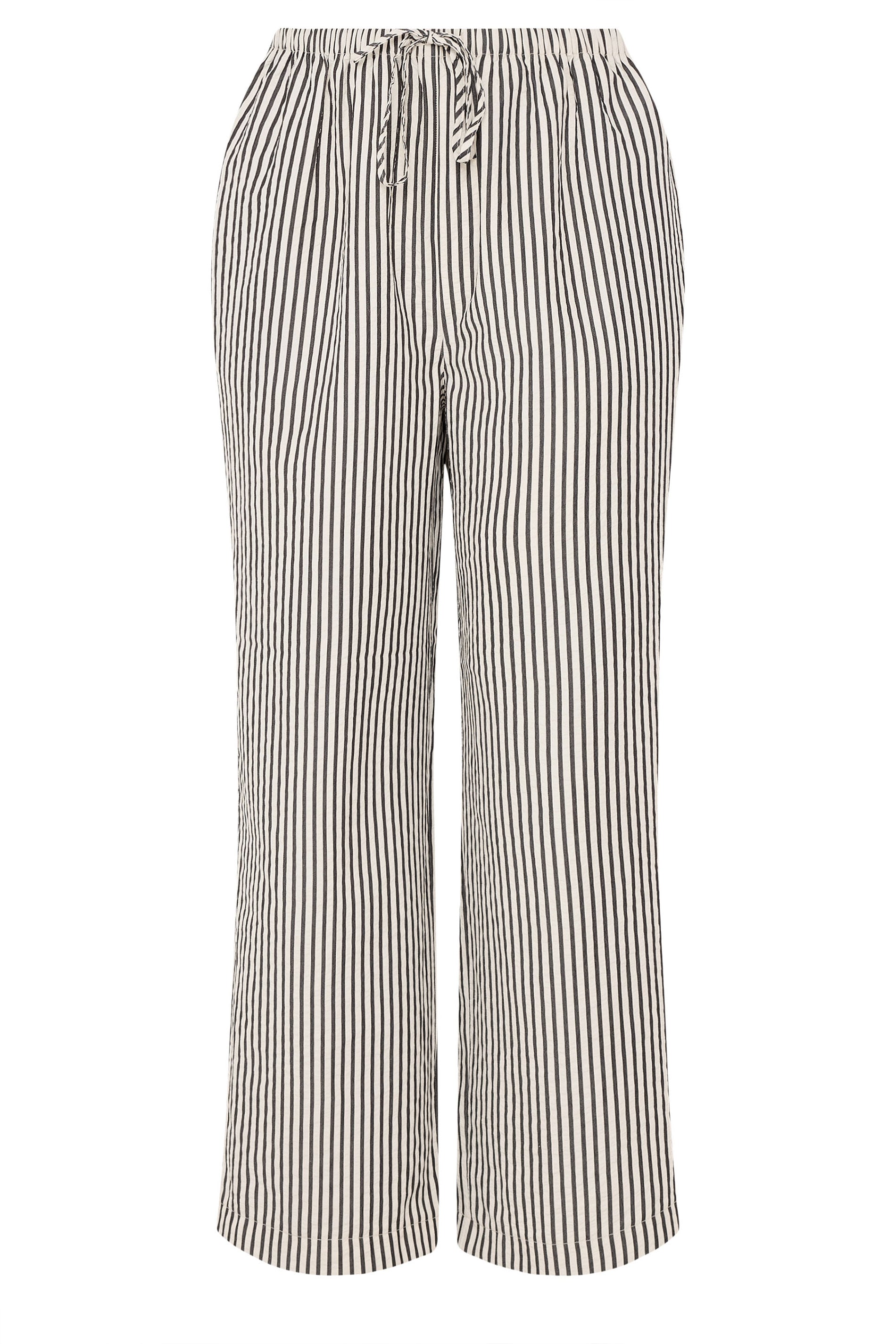 YOURS Plus Size Cream & Black Stripe Trousers | Yours Clothing 5