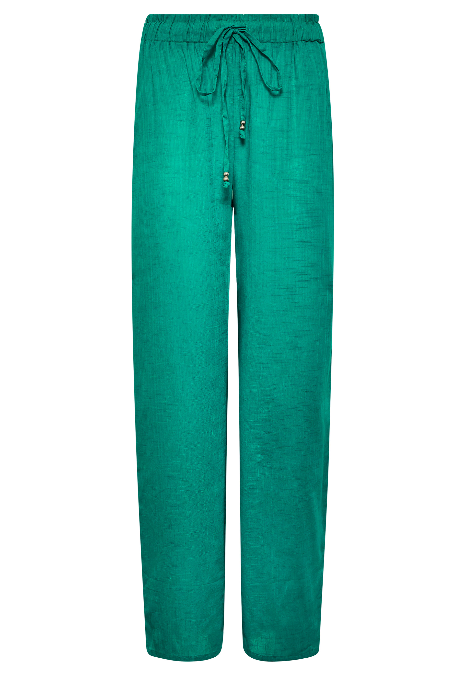 LTS Tall Women's Green Cotton Wide Leg Beach Trousers | Long Tall Sally 2