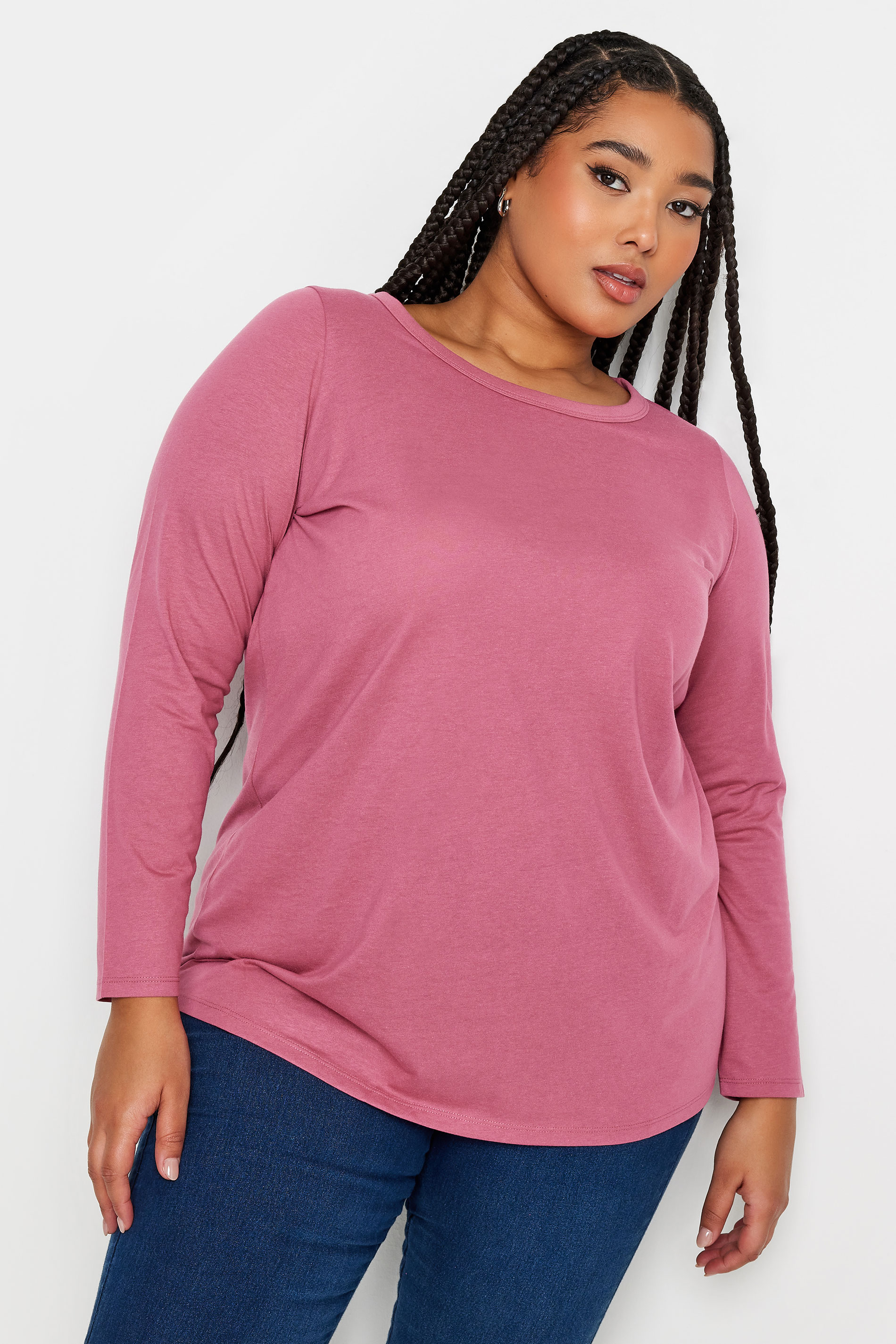 YOURS Plus Size Pink Long Sleeve Top | Yours Clothing 1