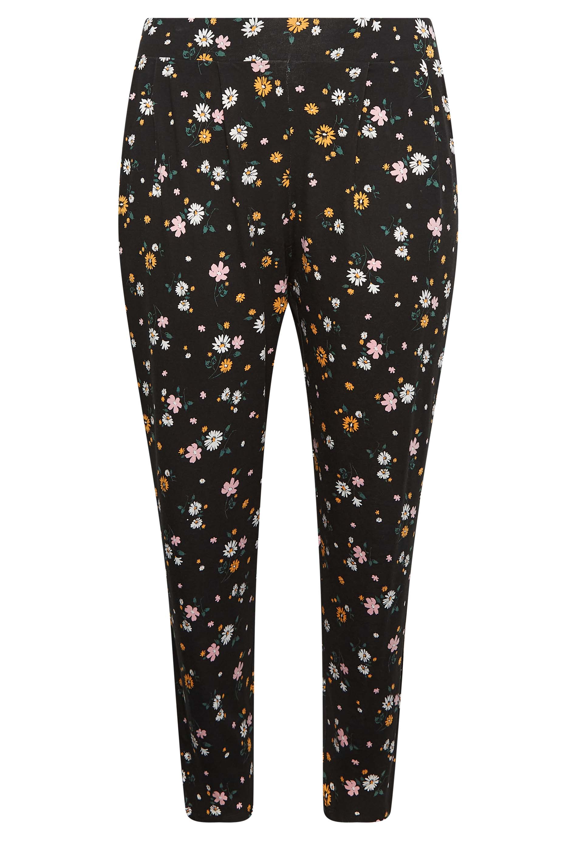 YOURS Plus Size Black Floral Print Harem Trousers | Yours Clothing