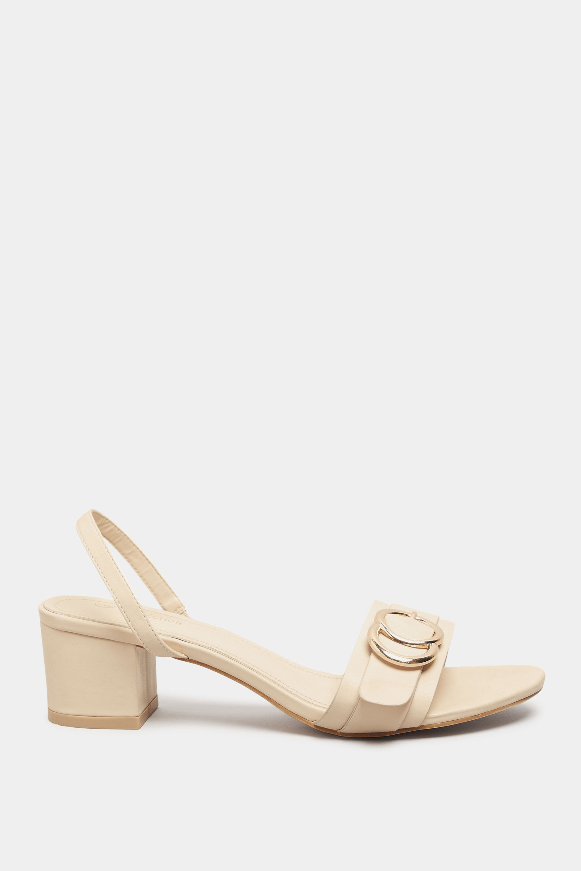 LIMITED COLLECTION Beige Brown Buckle Slingback Block Heeled Sandal In Wide Fit | Yours Clothing 3
