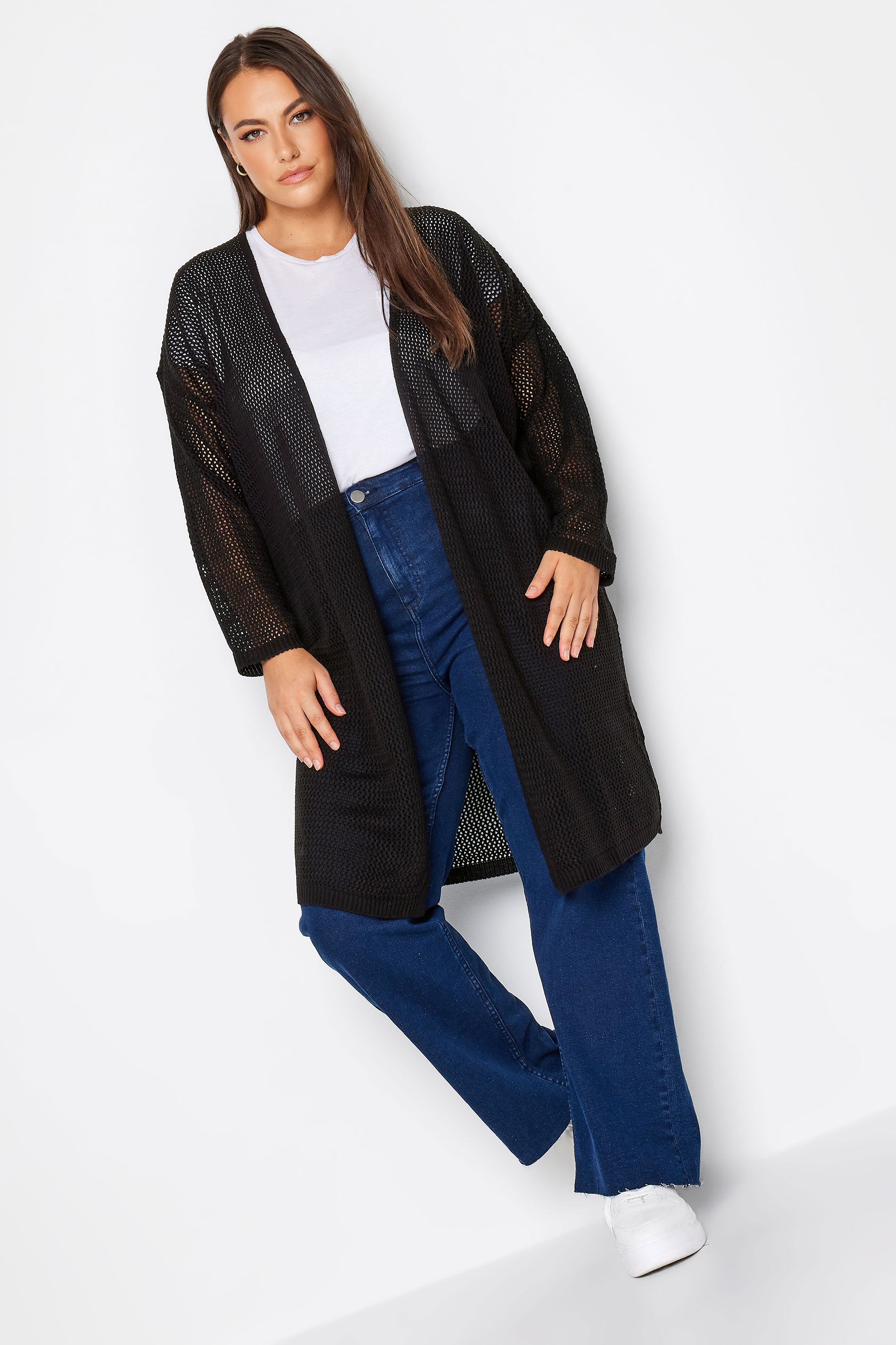 YOURS Curve Plus Size Black Mesh Cardigan | Yours Clothing  2