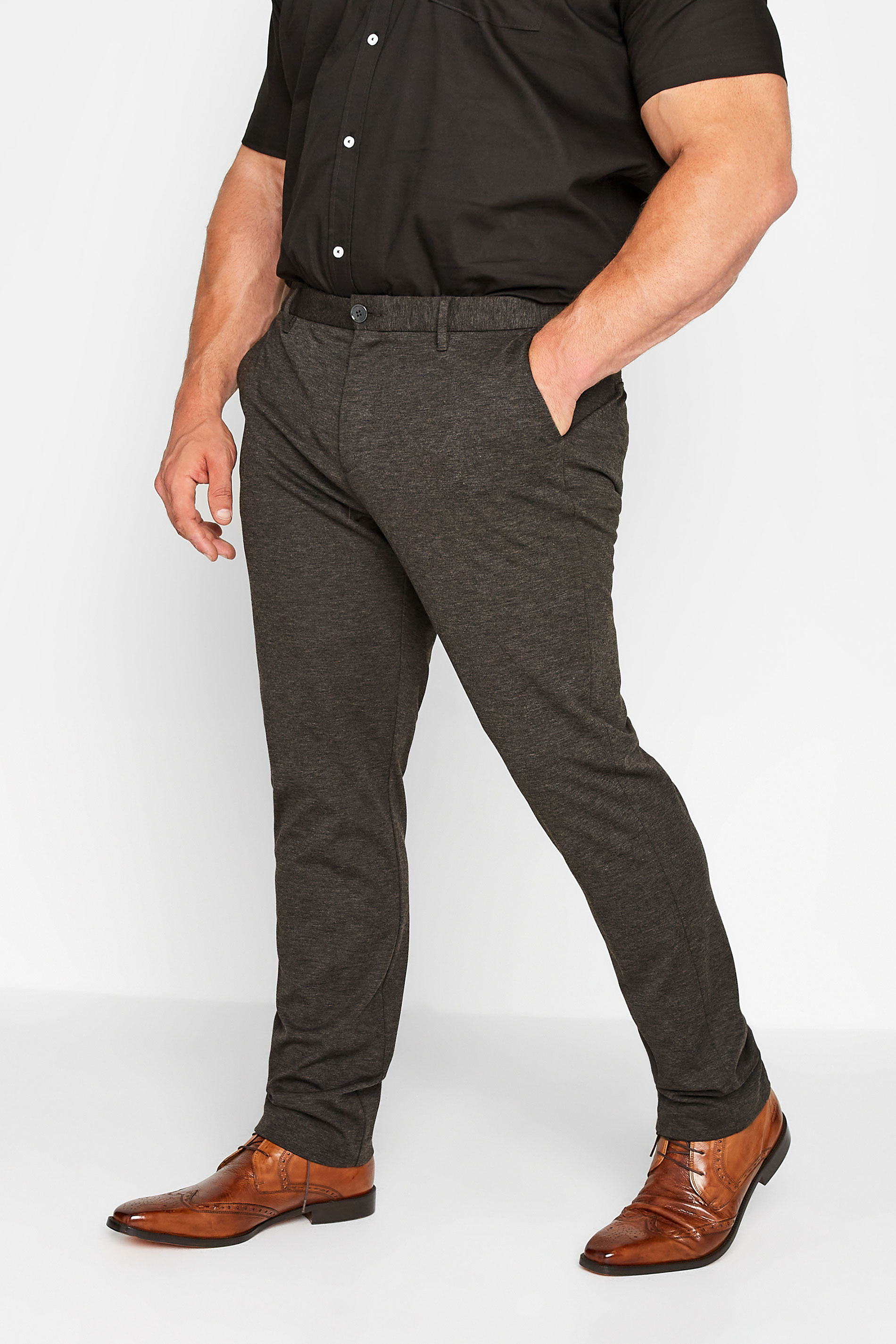 BadRhino Big & Tall Charcoal Grey Stretch Trousers 1