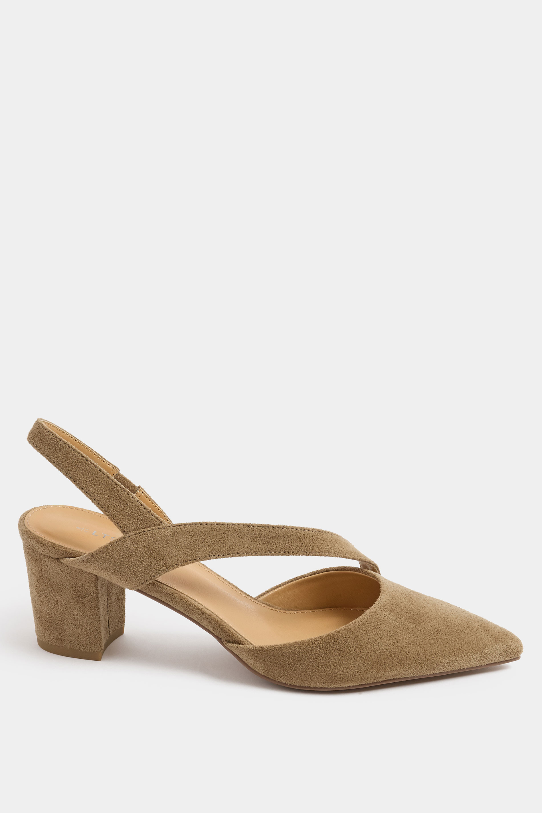 LTS Brown Faux Suede Asymmetric Block Heels In Standard Fit | Long Tall Sally 2