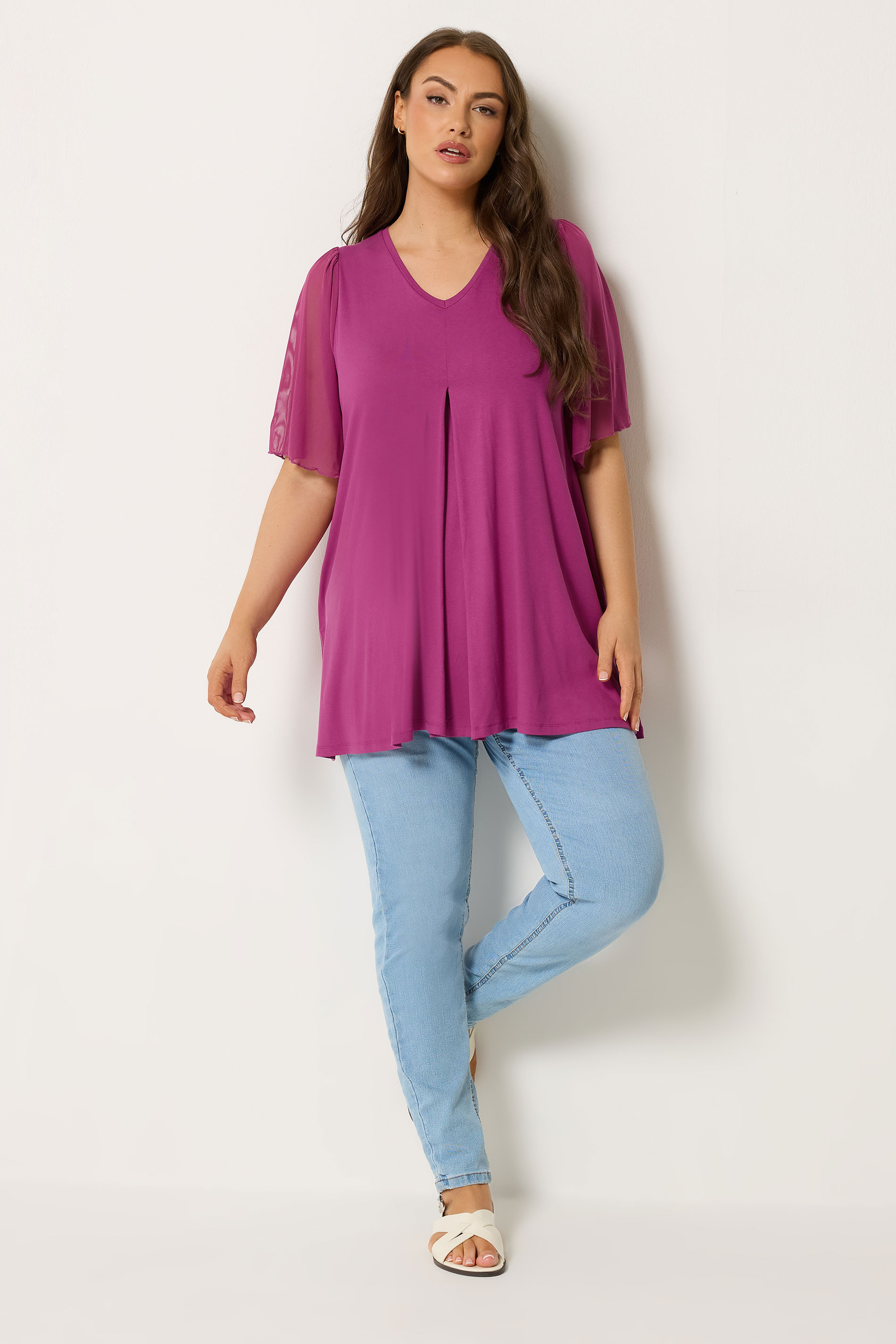 YOURS Plus Size Purple Pleat Front Top | Yours Clothing 1