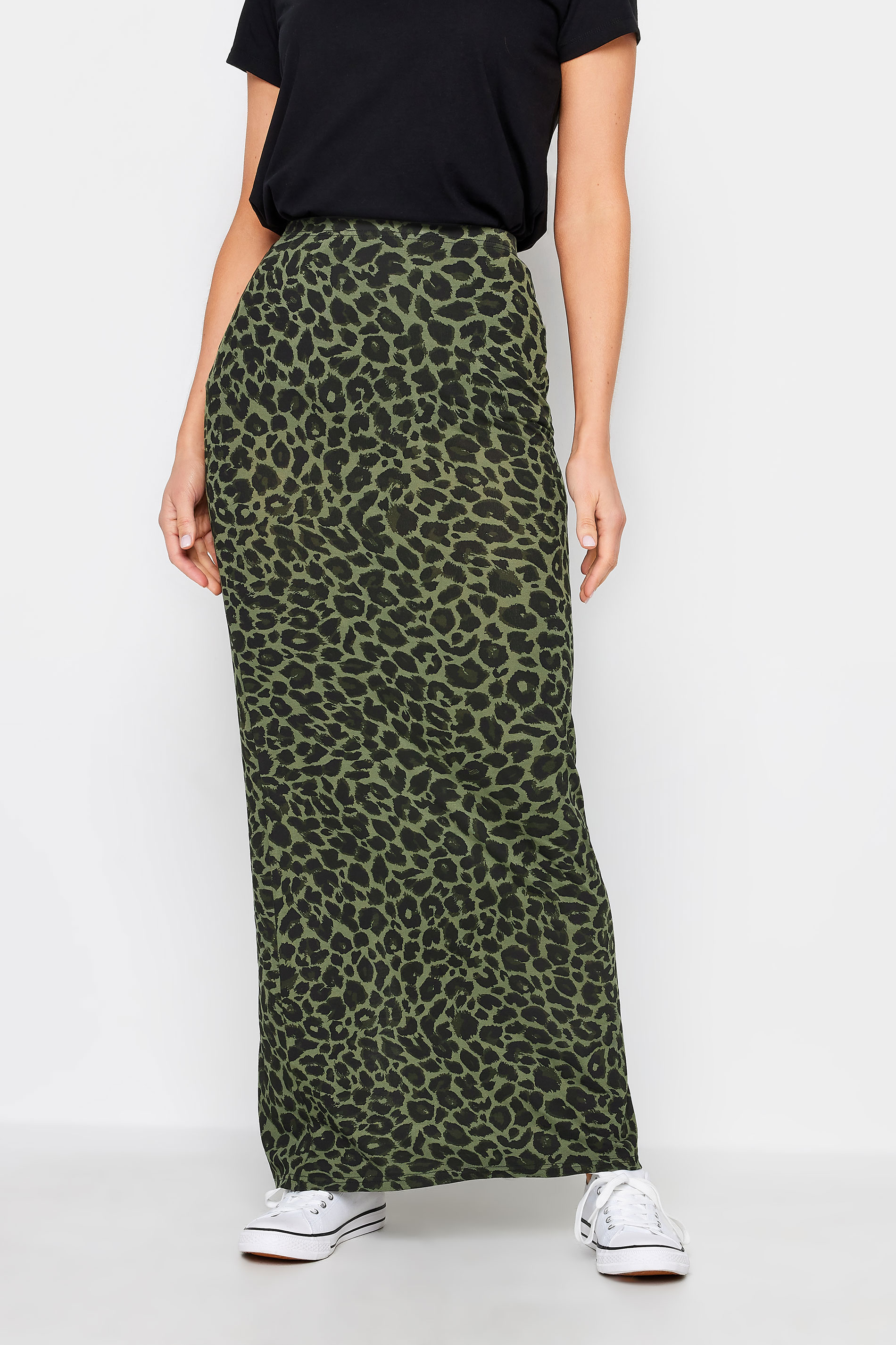 LTS Tall Khaki Green Leopard Print Maxi Skirt | Long Tall Sally 2