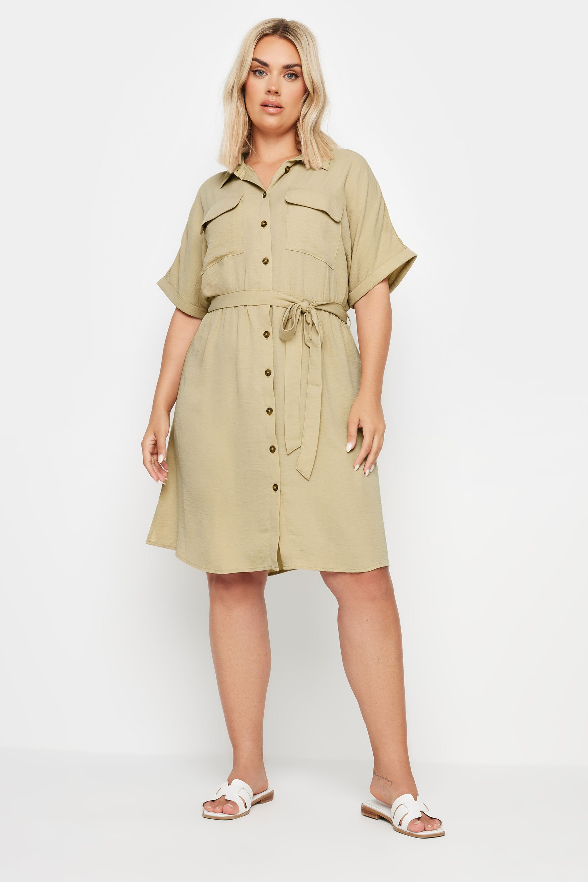 YOURS Plus Size Stone Brown Utility Dress | Yours Clothing