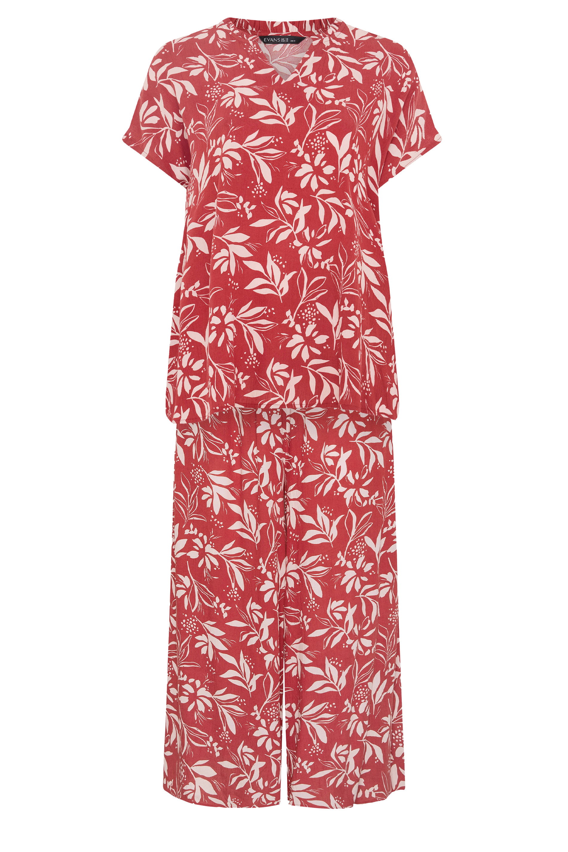 EVANS Plus Size Set Orange Leaf Print | Evans 7