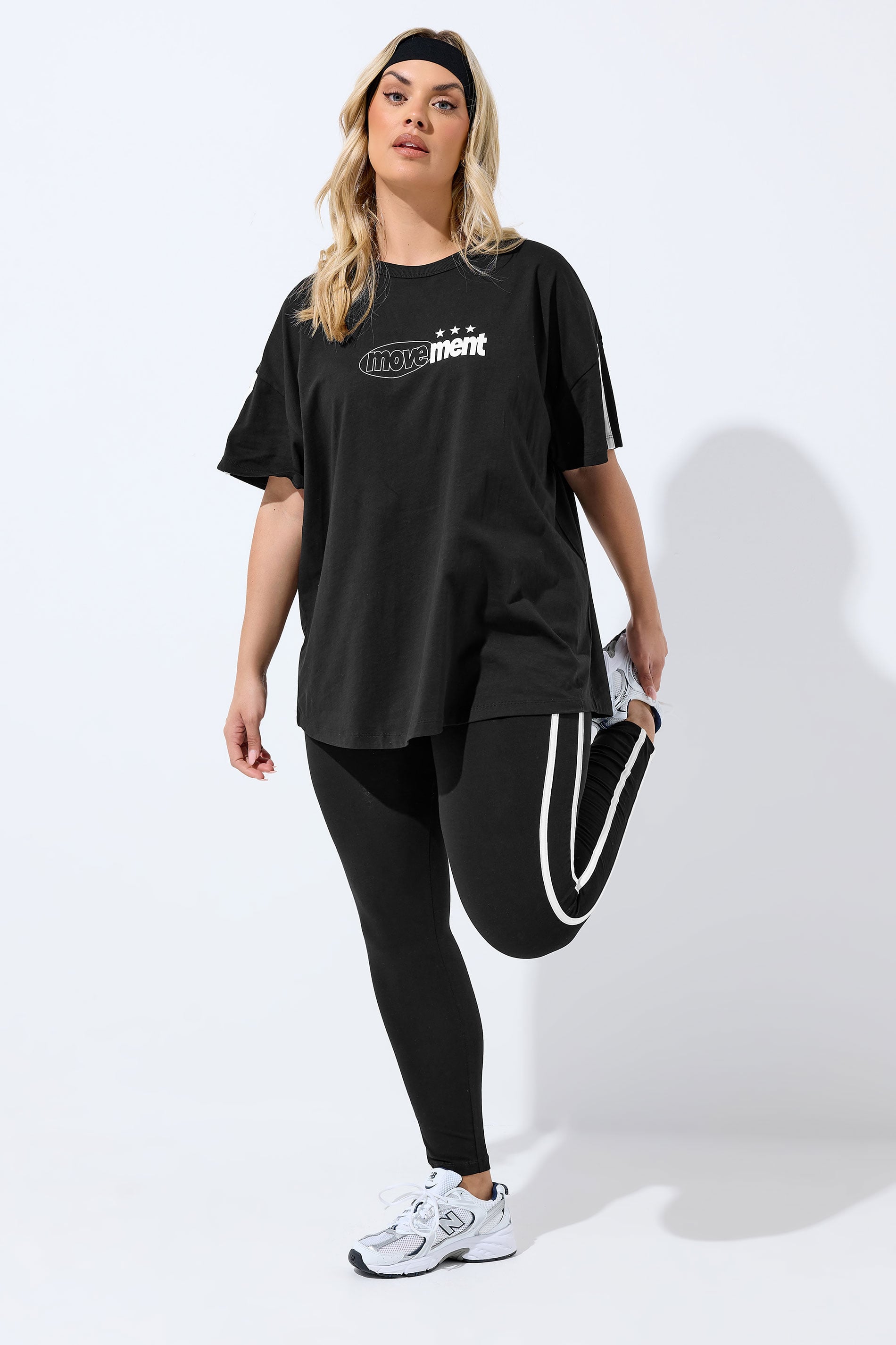 YOURS ACTIVE Plus Size Black 'Movement' T-Shirt | Yours Clothing 2