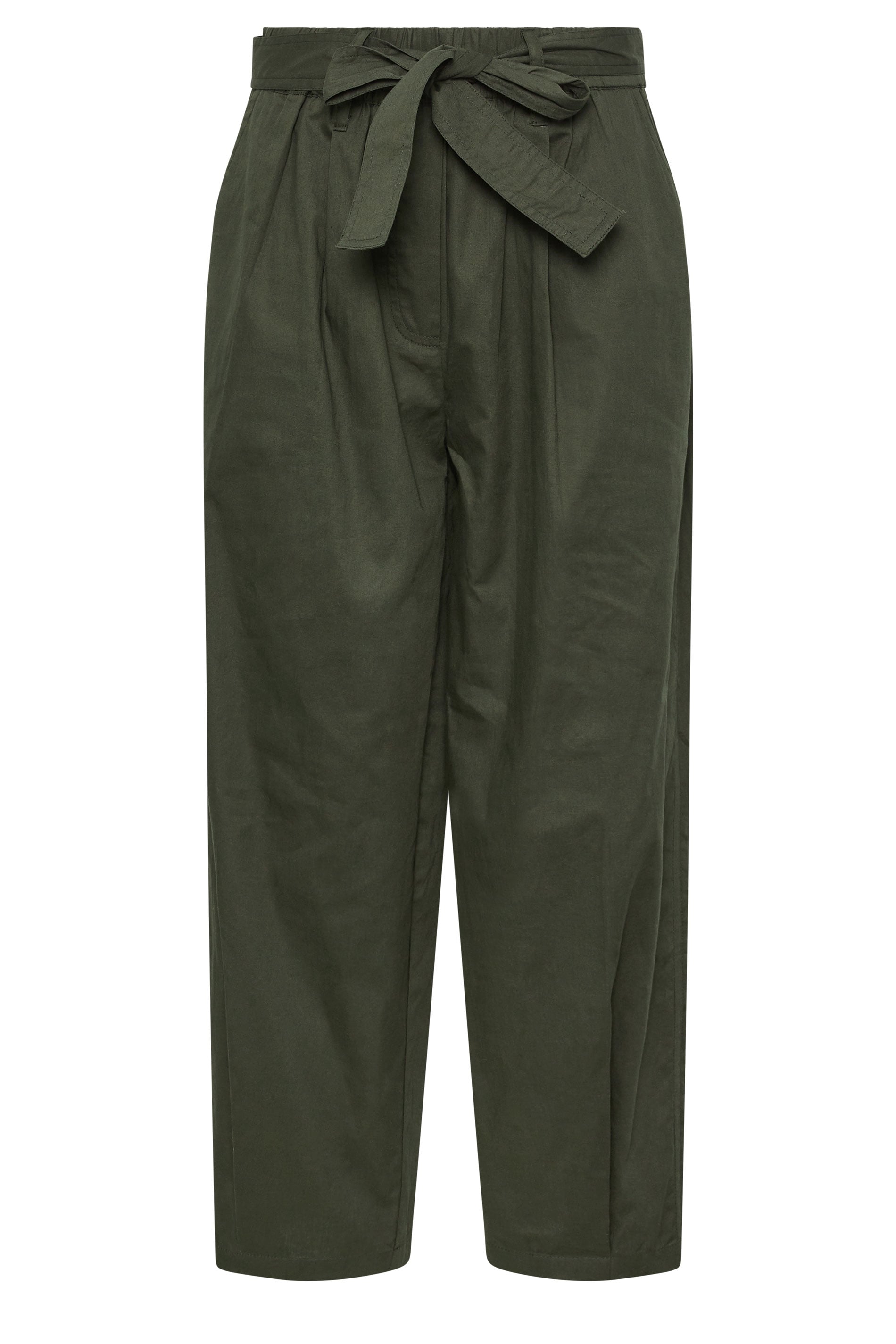 PixieGirl Petite Women's Khaki Green Poplin Barrel Trousers | PixieGirl 5