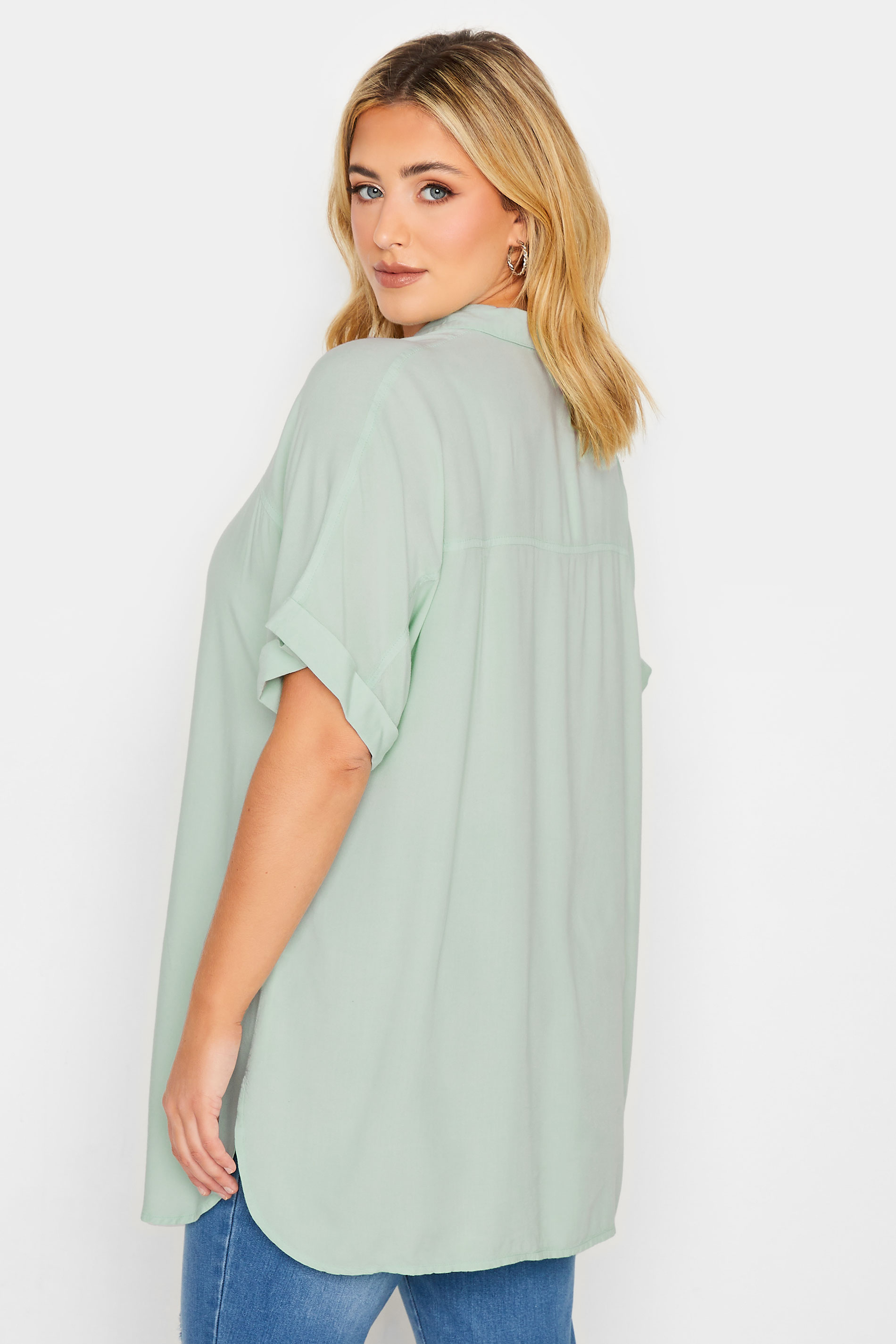 YOURS Plus Size Sage Green Short Sleeve Shirt | Yours Clothing 3