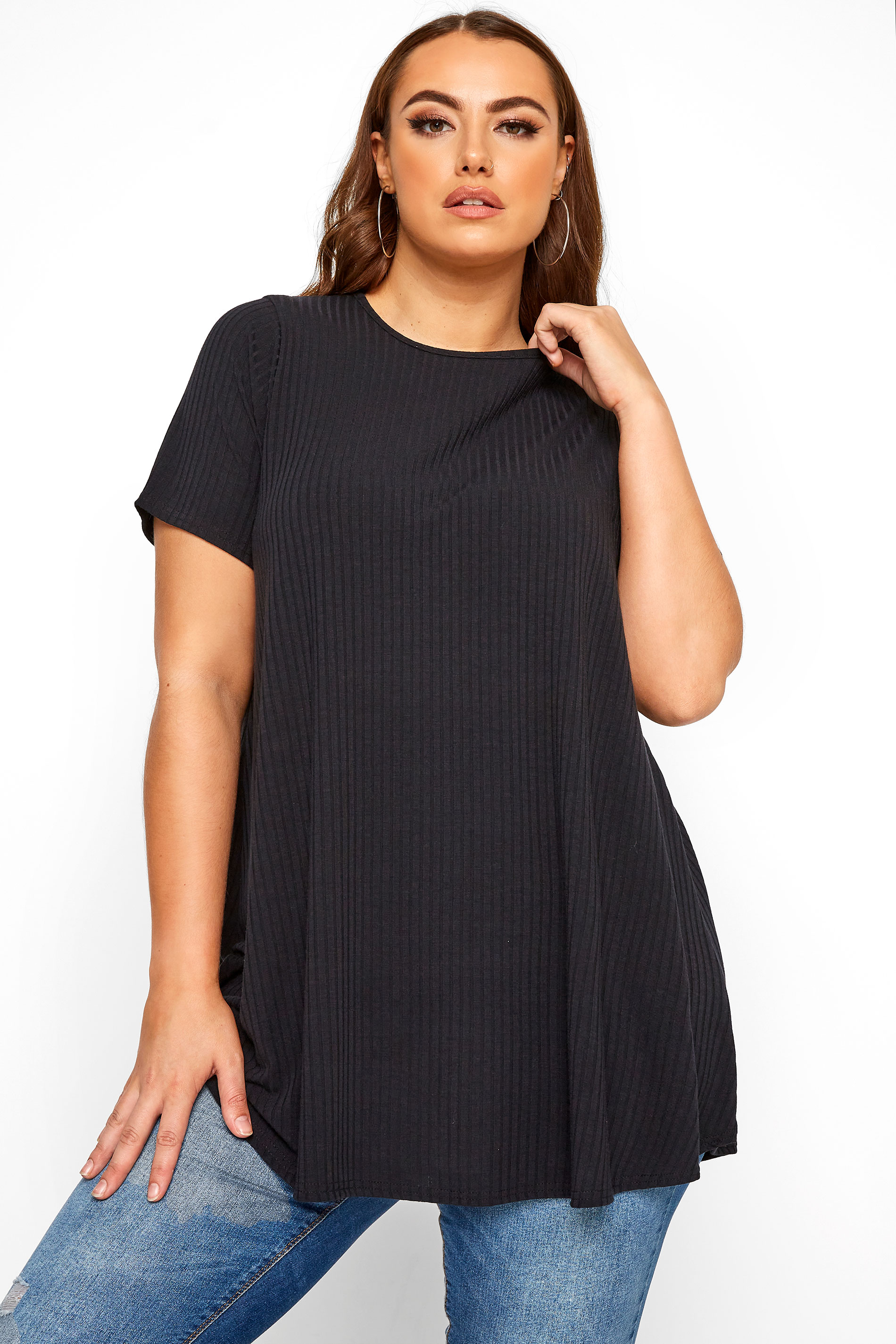 Curve Black Ribbed Swing Top 1