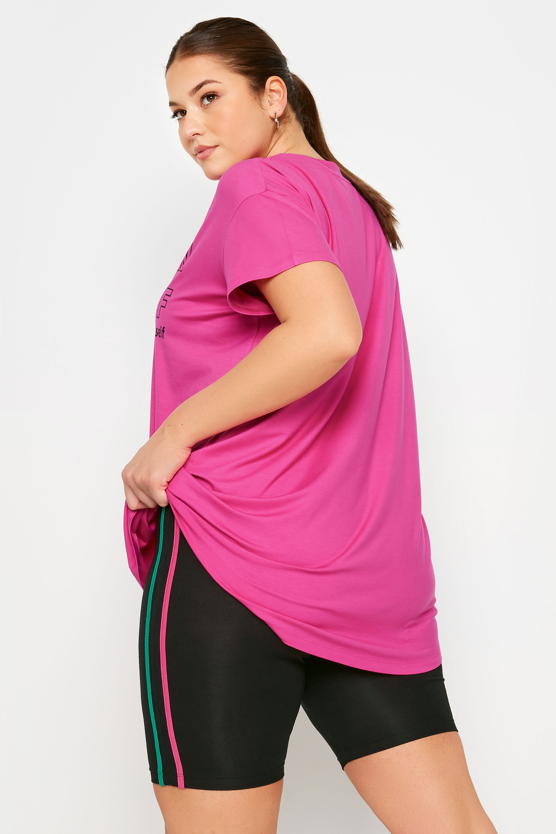 YOURS ACTIVE Plus Size Black Side Stripe Shorts | Yours Clothing 3