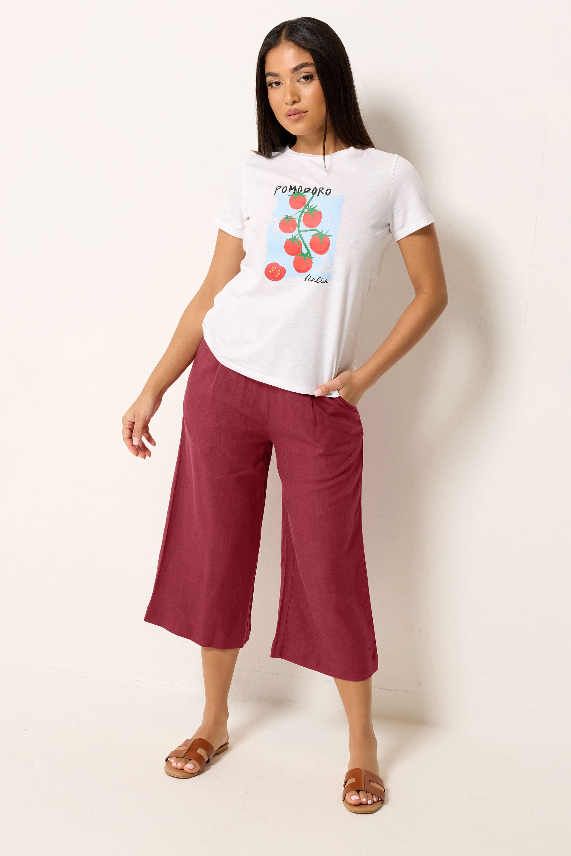 M&Co Berry Purple Linen Culottes | M&Co 2