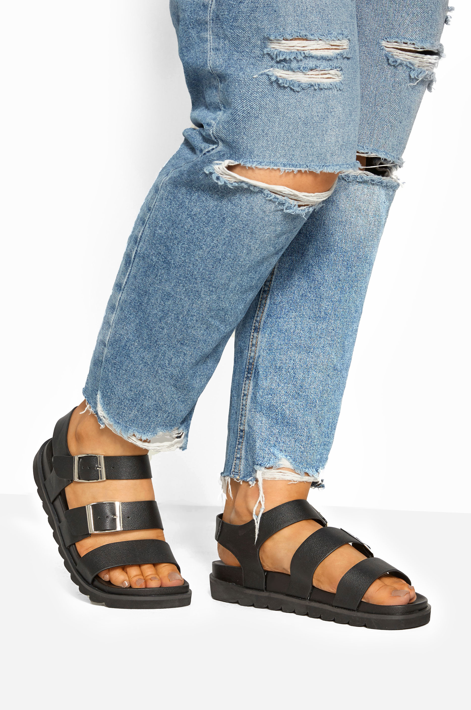 wide fit buckle sandals
