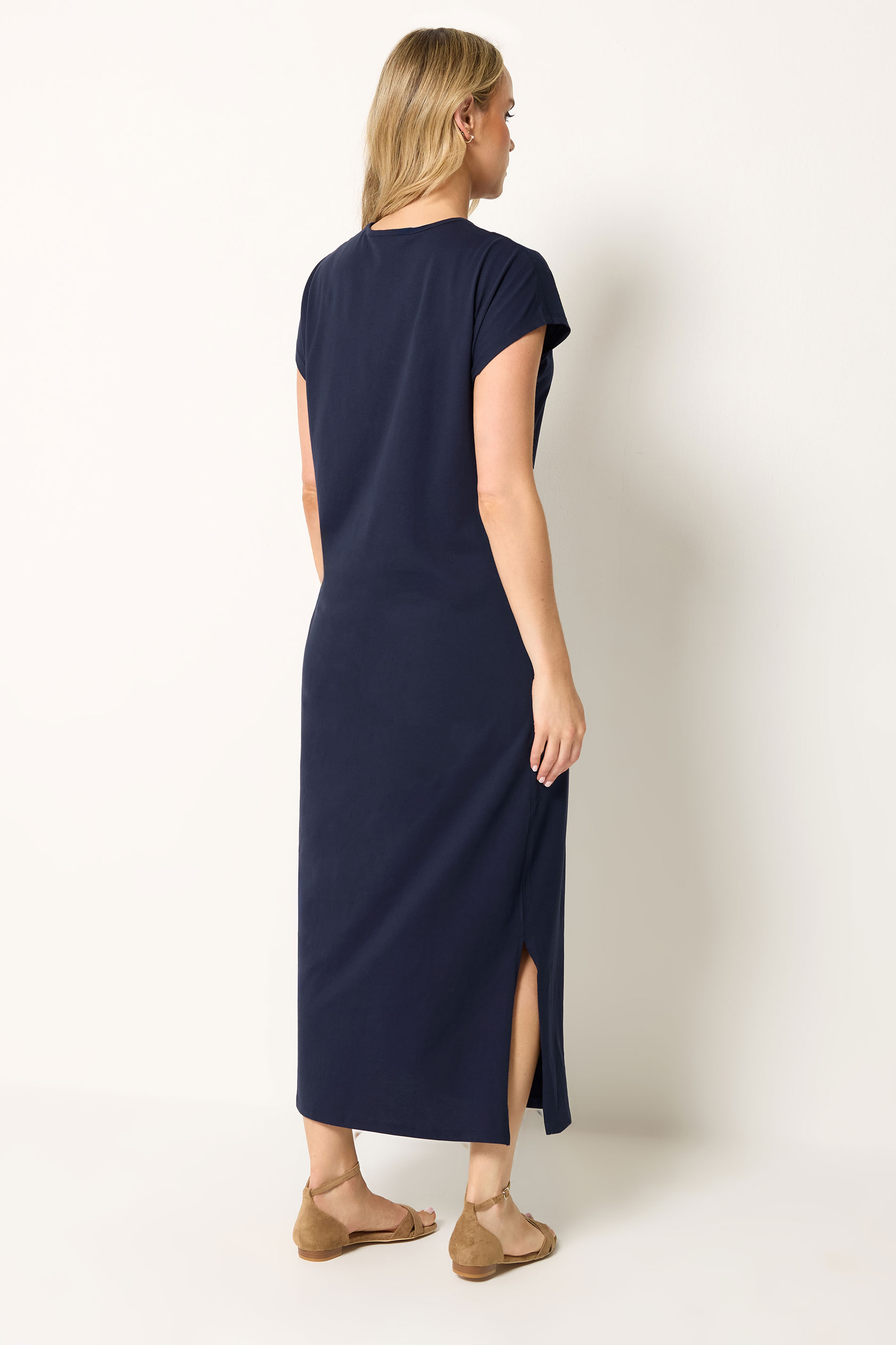 LTS Tall Women's Navy Blue Twist Cotton Midi Dress | Long Tall Sally 2