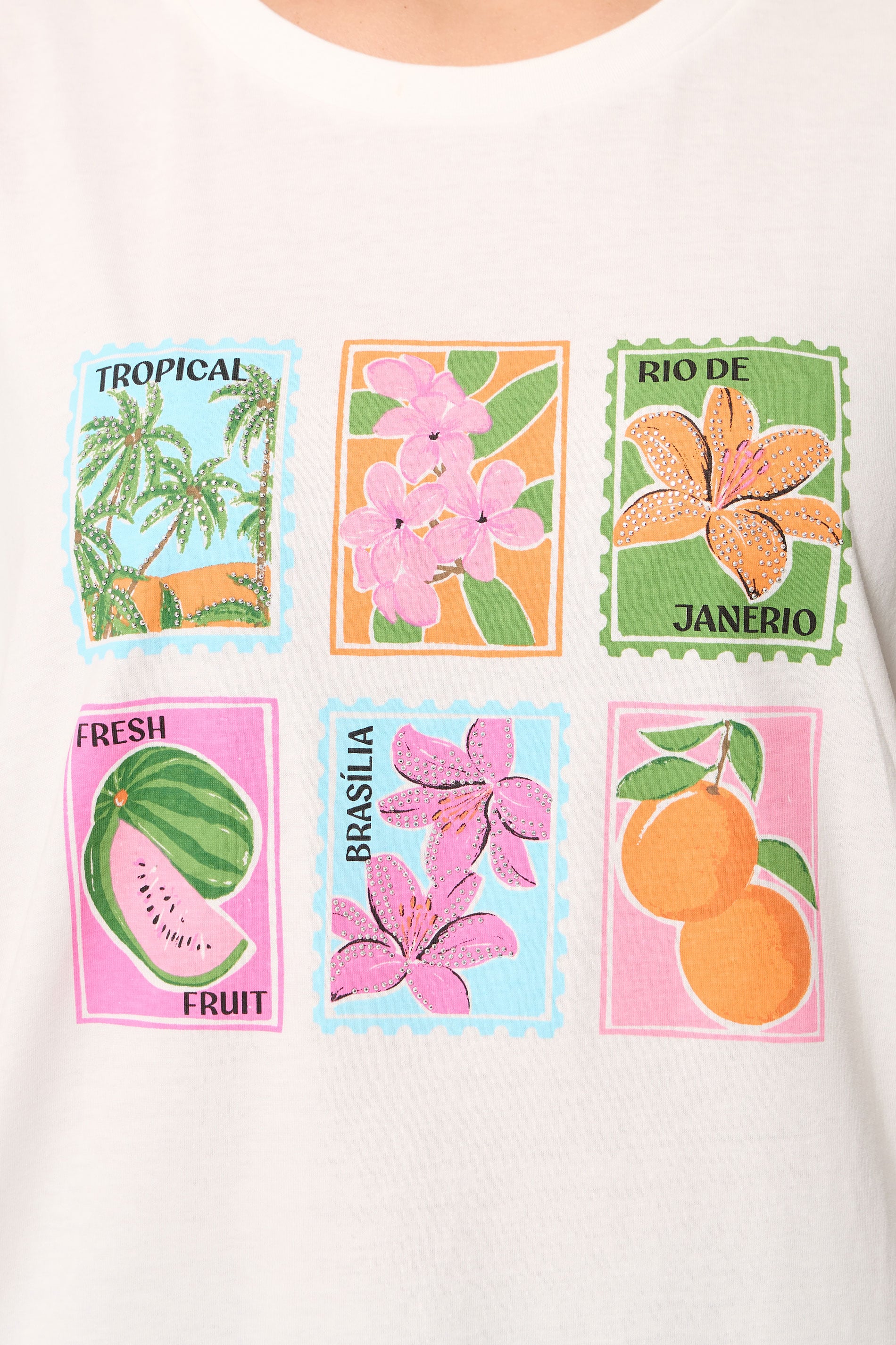 YOURS Plus Size White Tropical Postcard T-Shirt | Yours Clothing 4