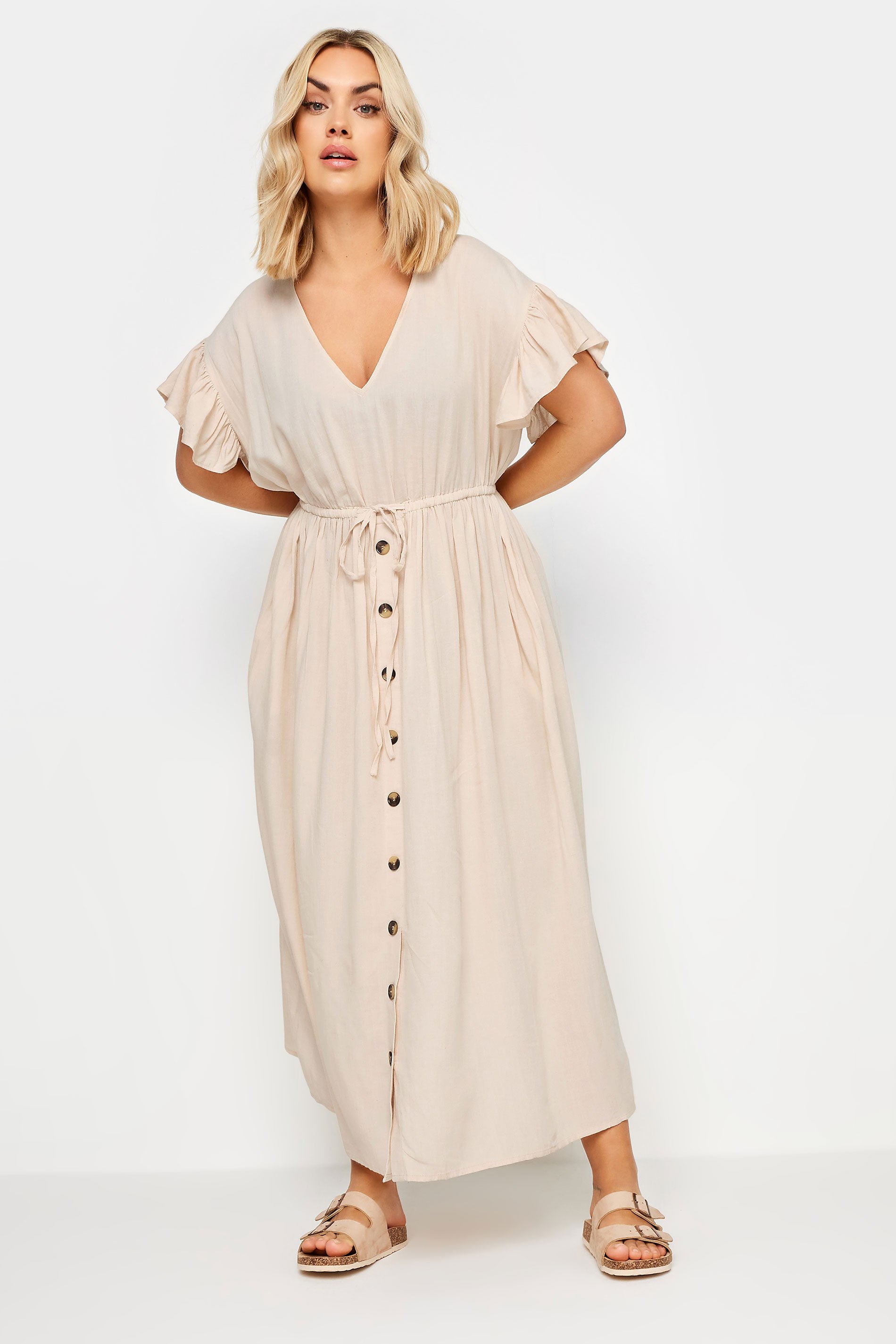 YOURS Plus Size Stone Brown Boho Maxi Dress | Yours Clothing