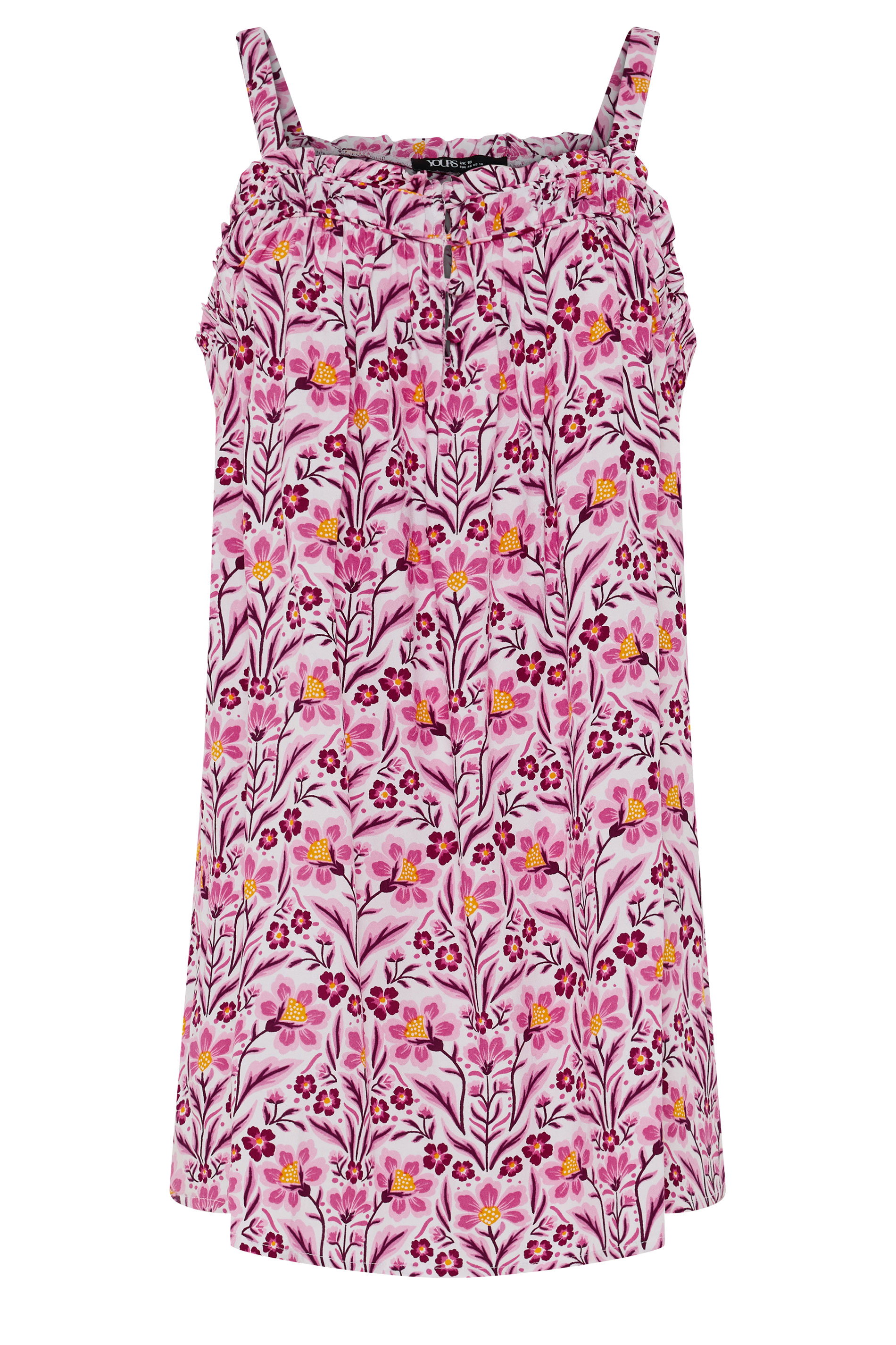 YOURS Plus Size Pink Floral Print Cami Vest Top | Yours Clothing 5