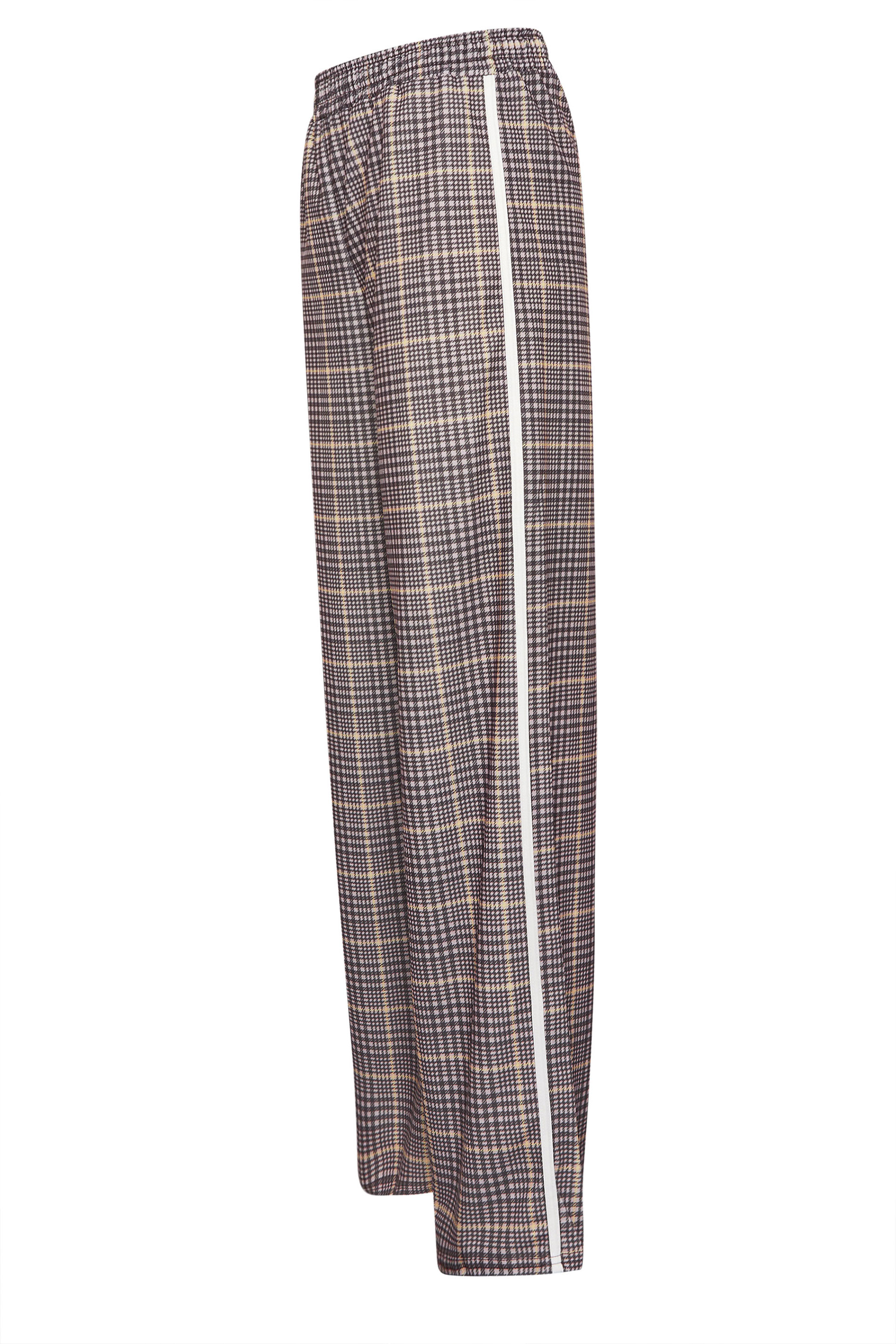 LTS Tall Women's Brown Check Piped Wide Leg Trousers | Long Tall Sally 6