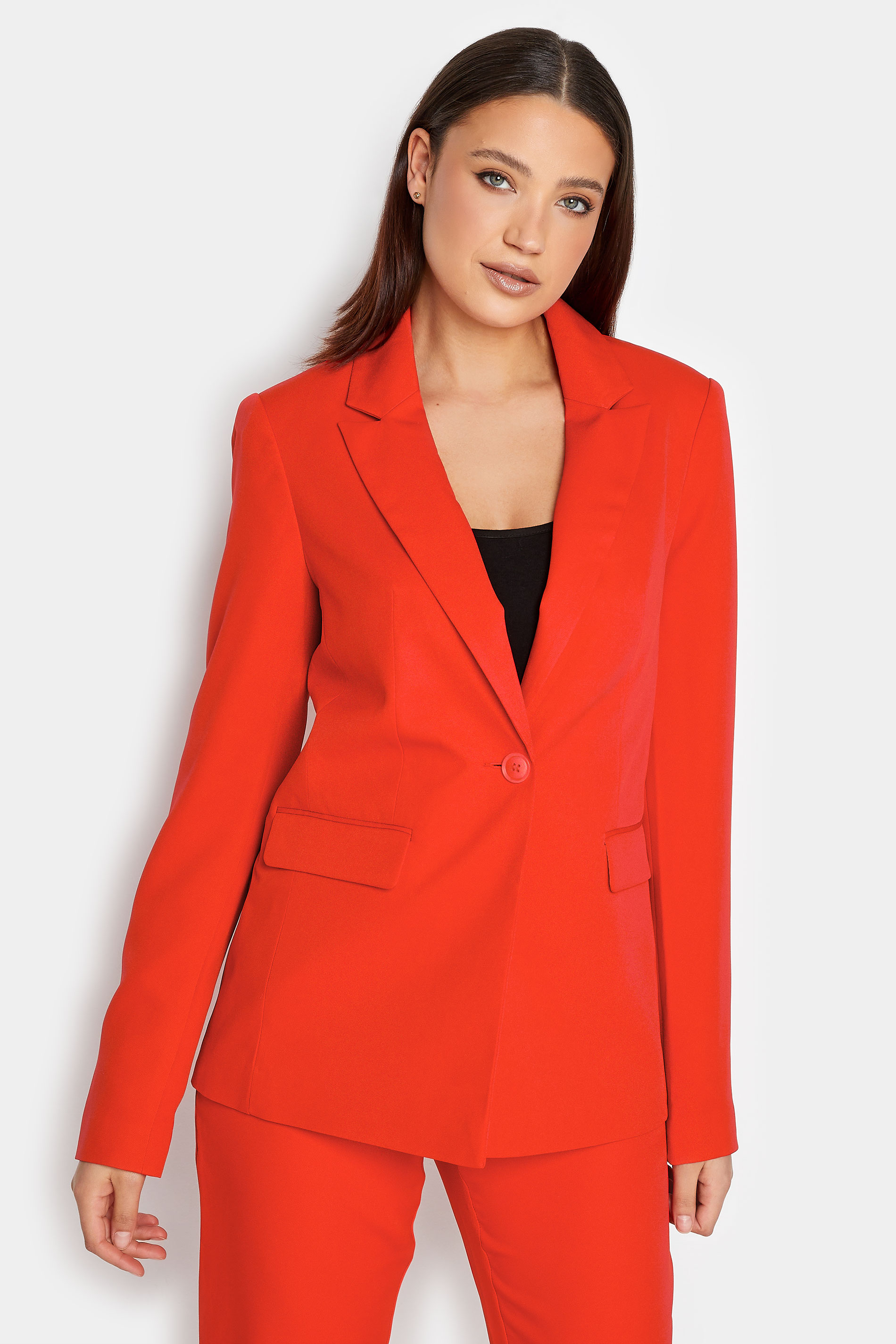 LTS Tall Women's Red Long Sleeve Scuba Crepe Blazer | Long Tall Sally 1