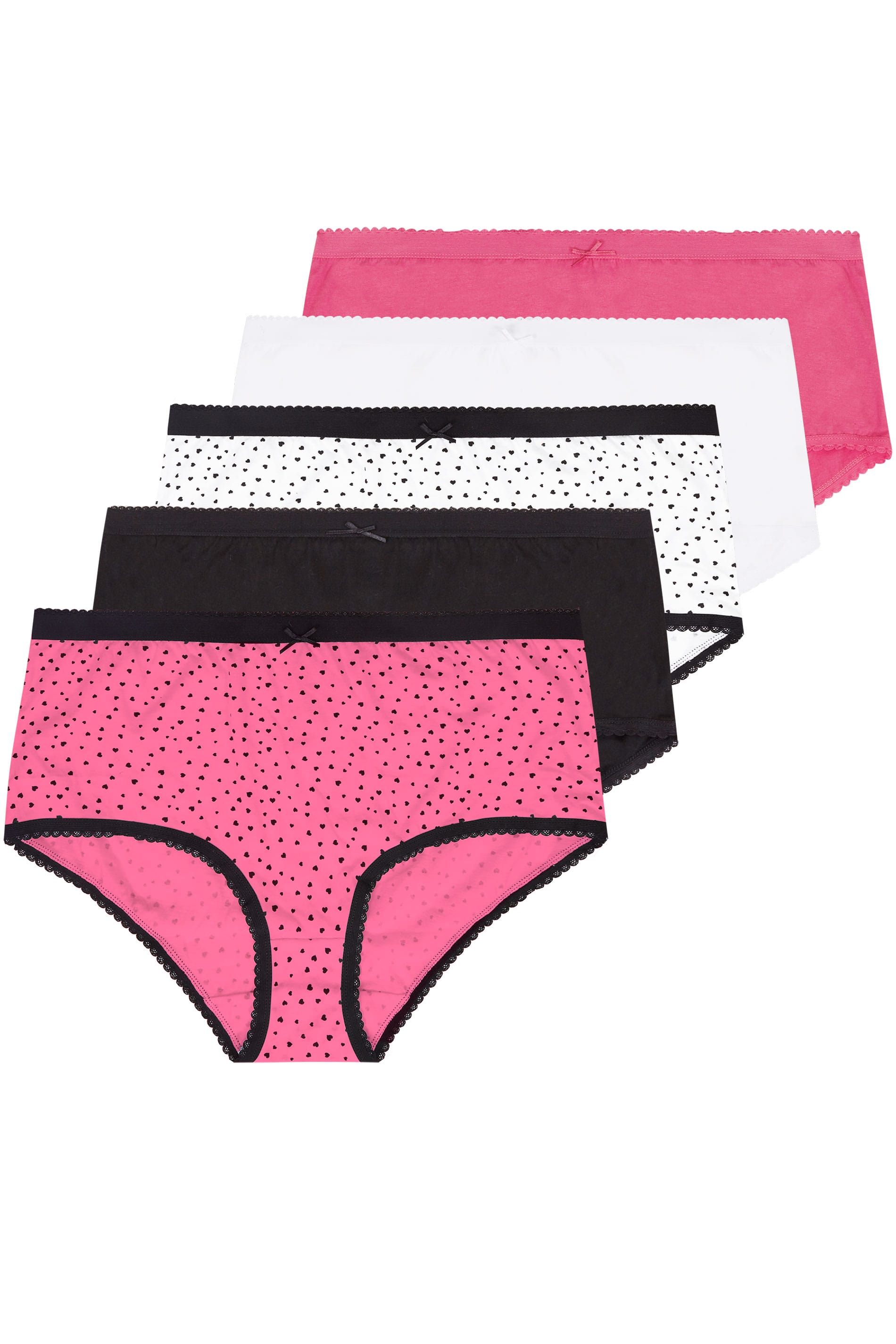 Plus Size 5 PACK Assorted Heart Full Briefs | Sizes 16 to 36 | Yours ...