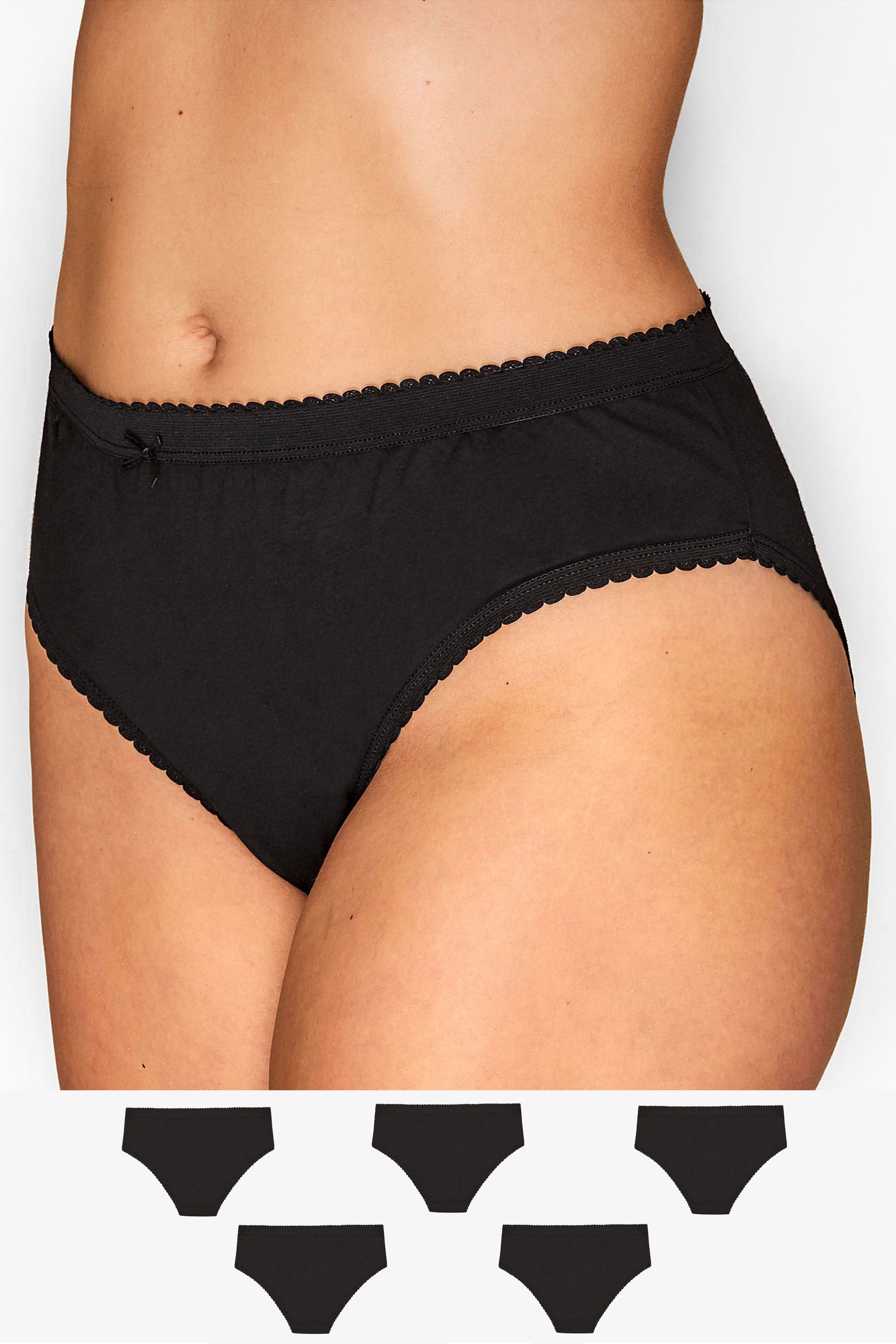 5 PACK Black High Leg Knickers | Yours Clothing 1