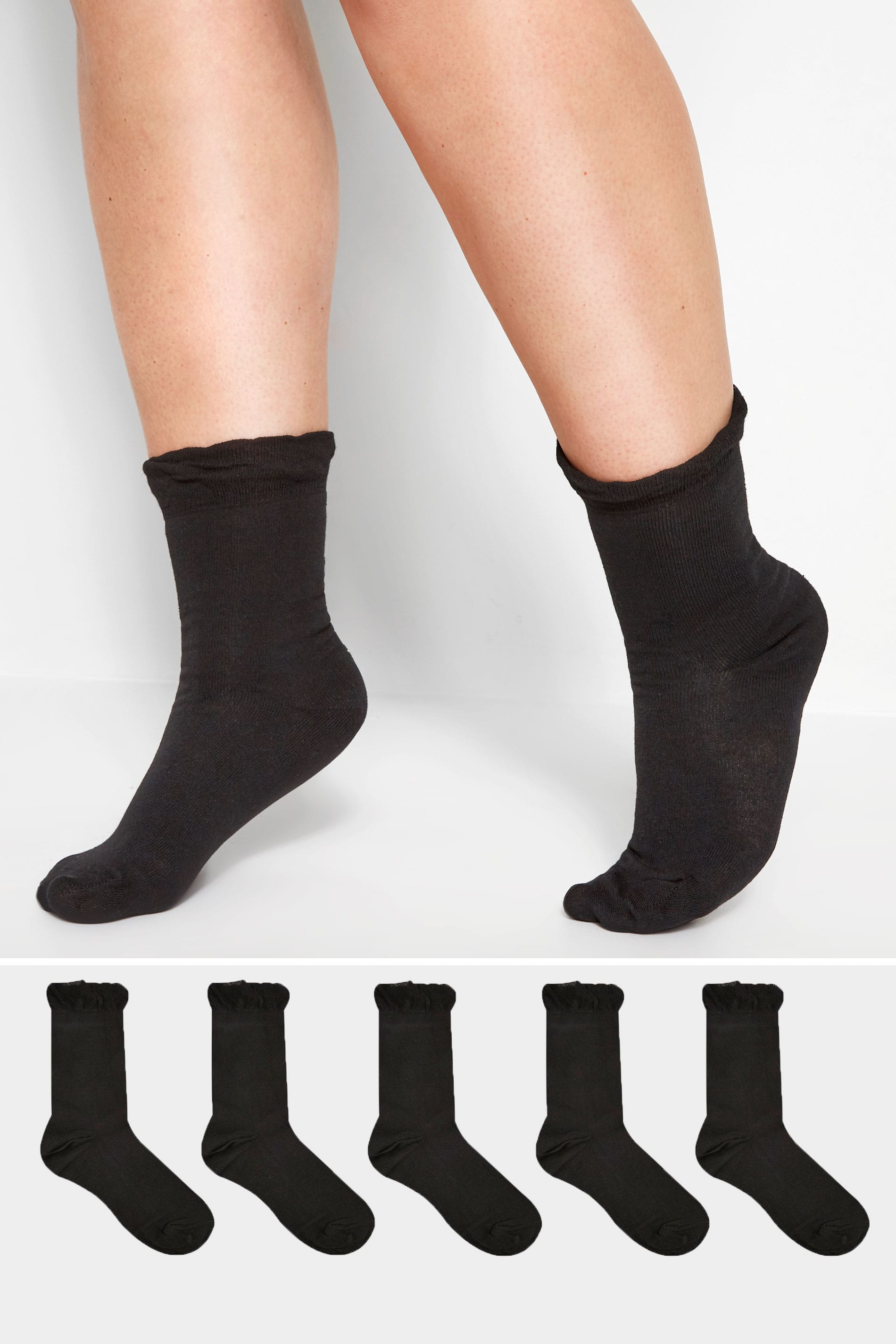 Plus Size 5 PACK Black Socks In Extra Wide Fit | Yours Clothing 1