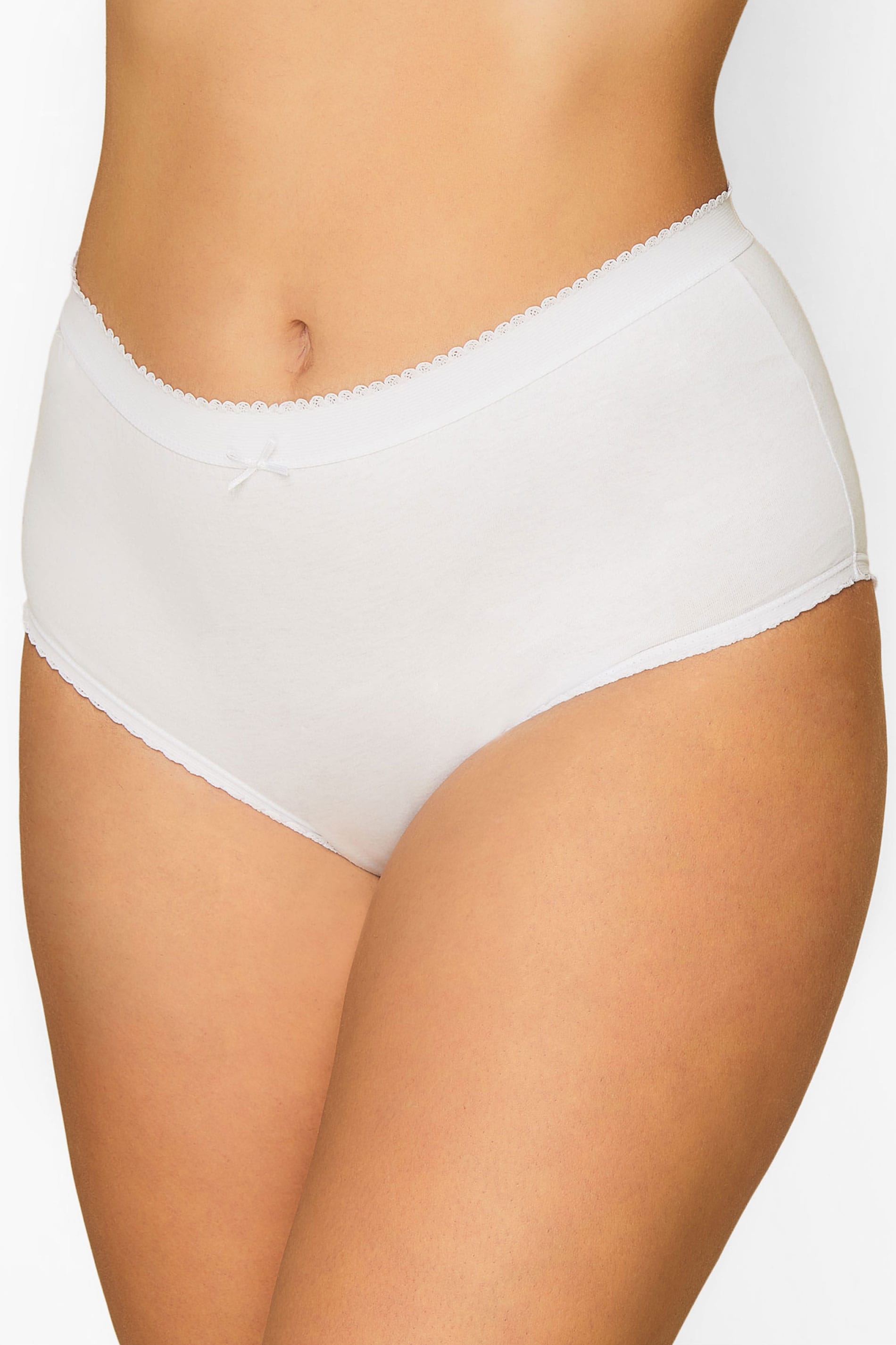 5 PACK Curve White Cotton High Waisted Full Briefs | Yours Clothing 1