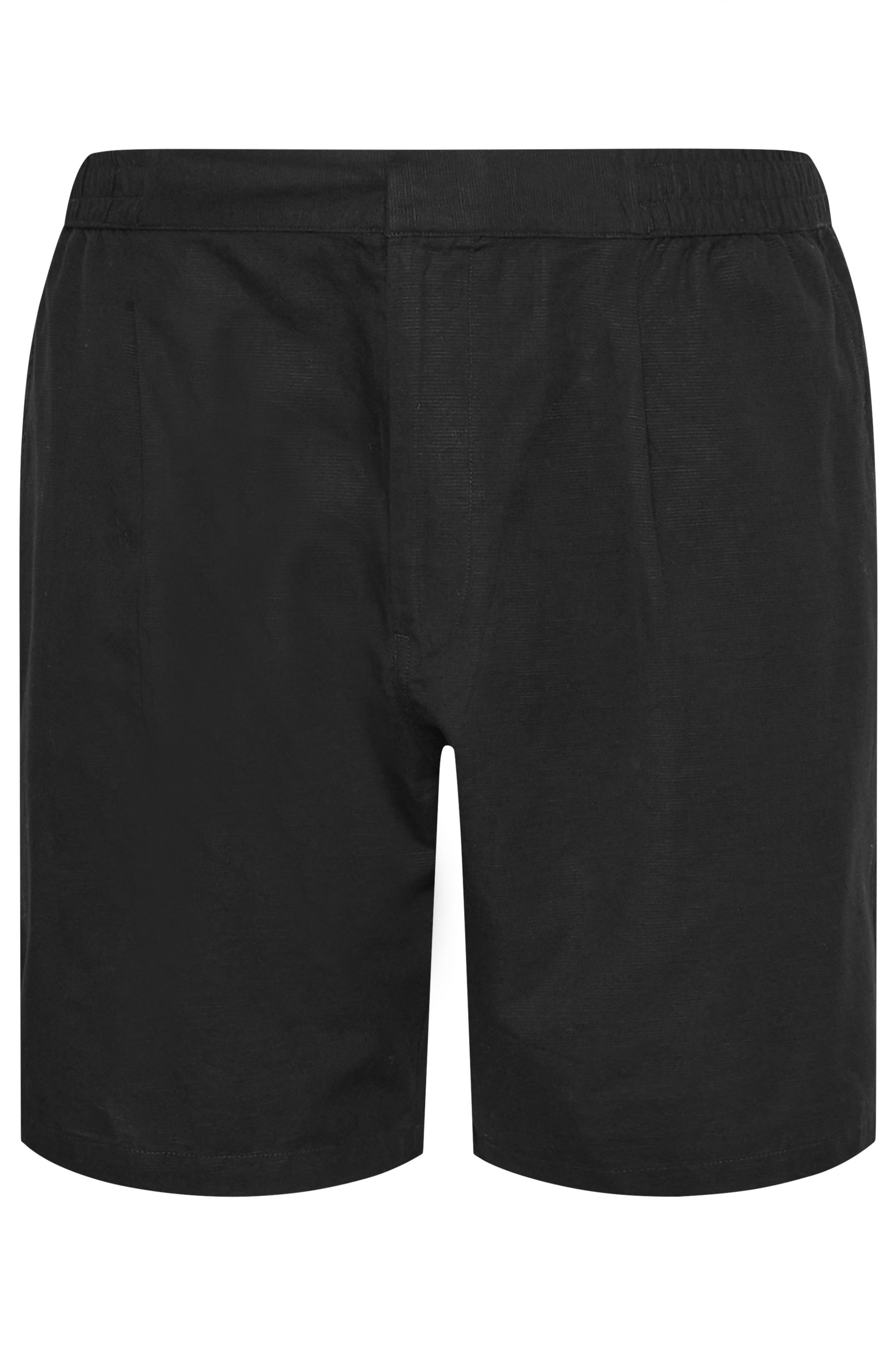 BadRhino Big & Tall Black Cotton Linen Mix Shorts | BadRhino 5