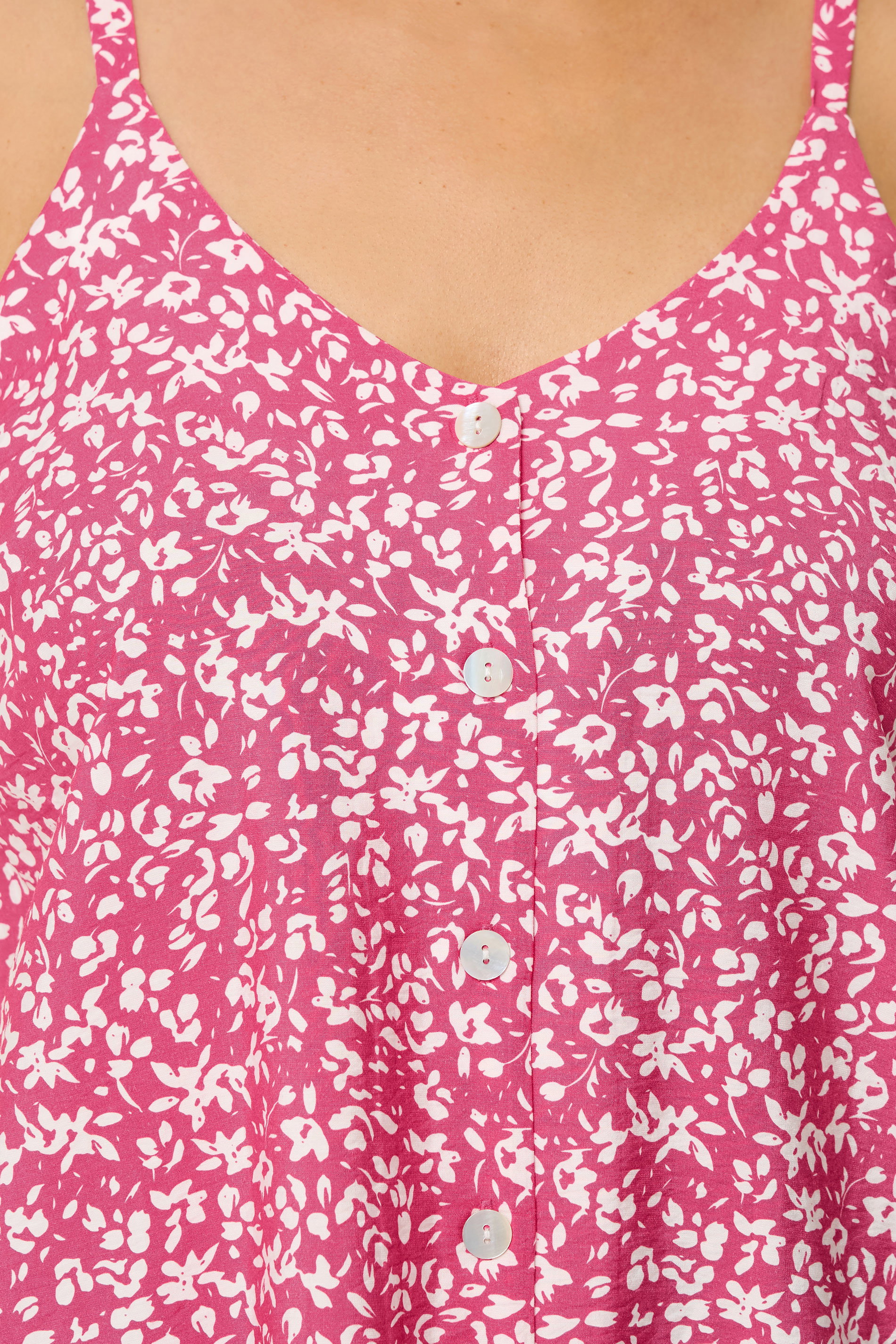 YOURS Plus Size Pink Floral Print Button Cami Vest Top | Yours Clothing 4