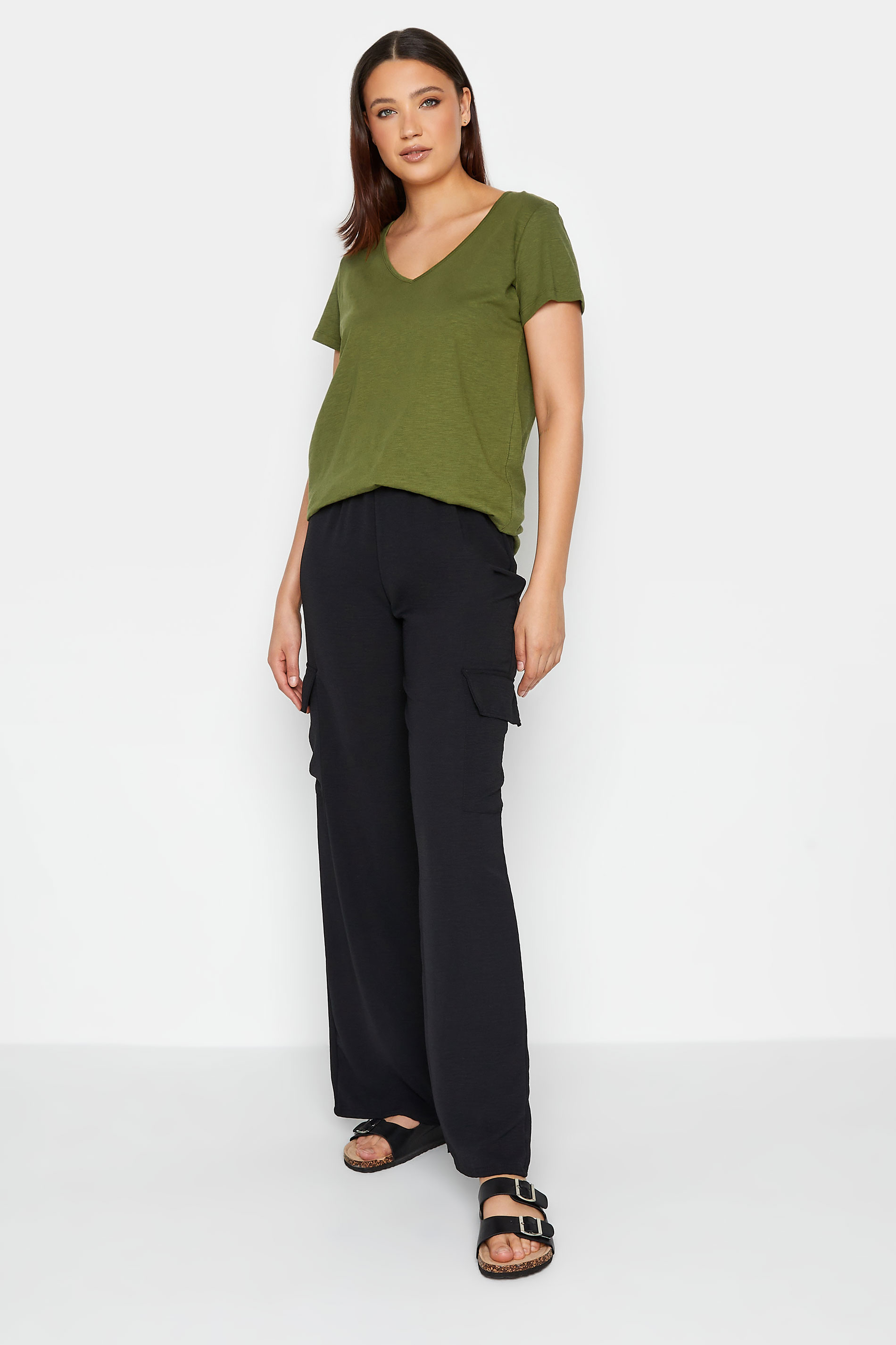 LTS Tall Womens Khaki Green Short Sleeve T-Shirt | Long Tall Sally  2