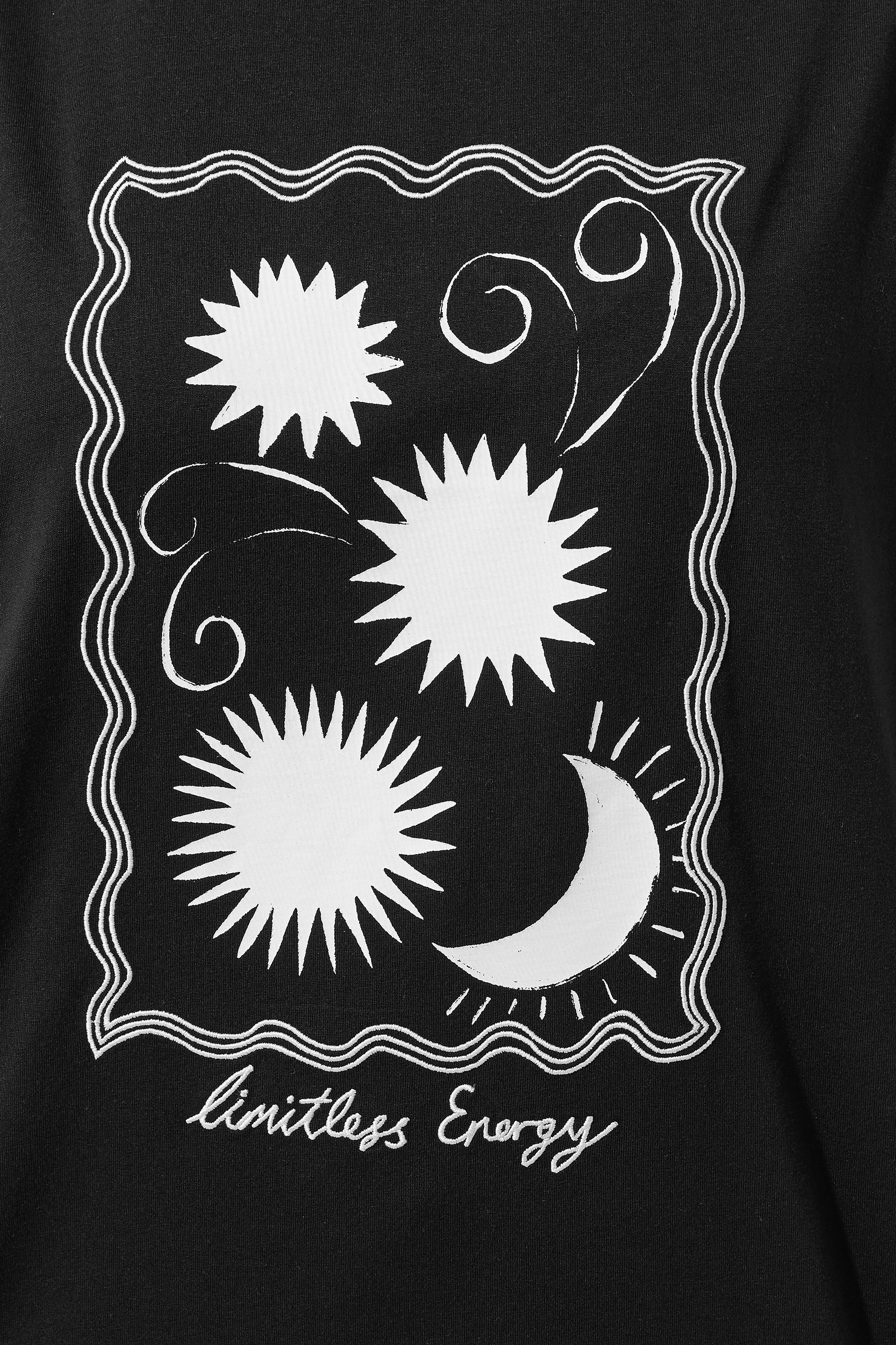 LIMITED COLLECTION Plus Size Black Embroidered Sun Graphic T-Shirt | Yours Clothing 4
