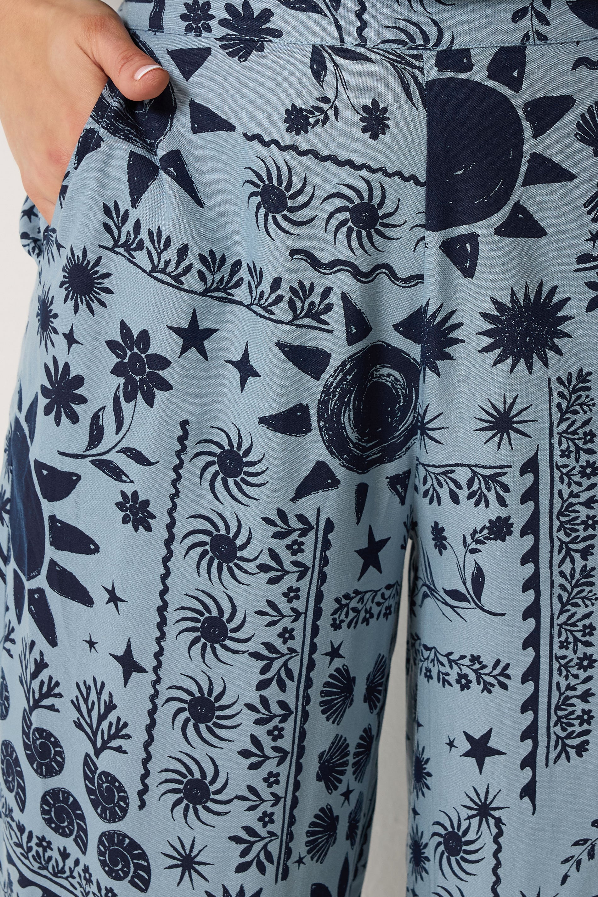 LTS Tall Women's Blue Coastal Print Wide Leg Trousers | Long Tall Sally 5