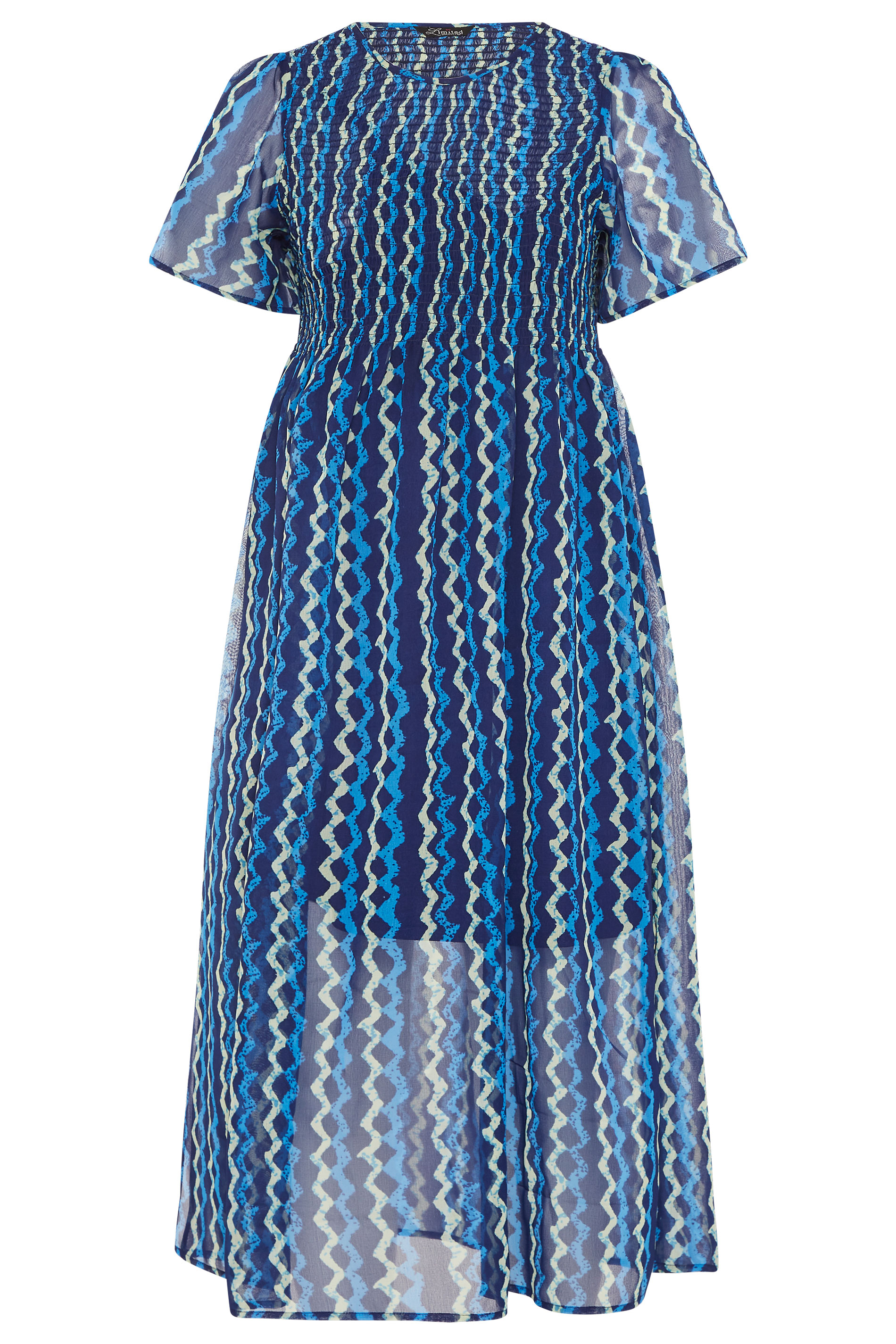 LIMITED COLLECTION Navy Shirred ZigZag Stripe Maxi Dress | Yours Clothing
