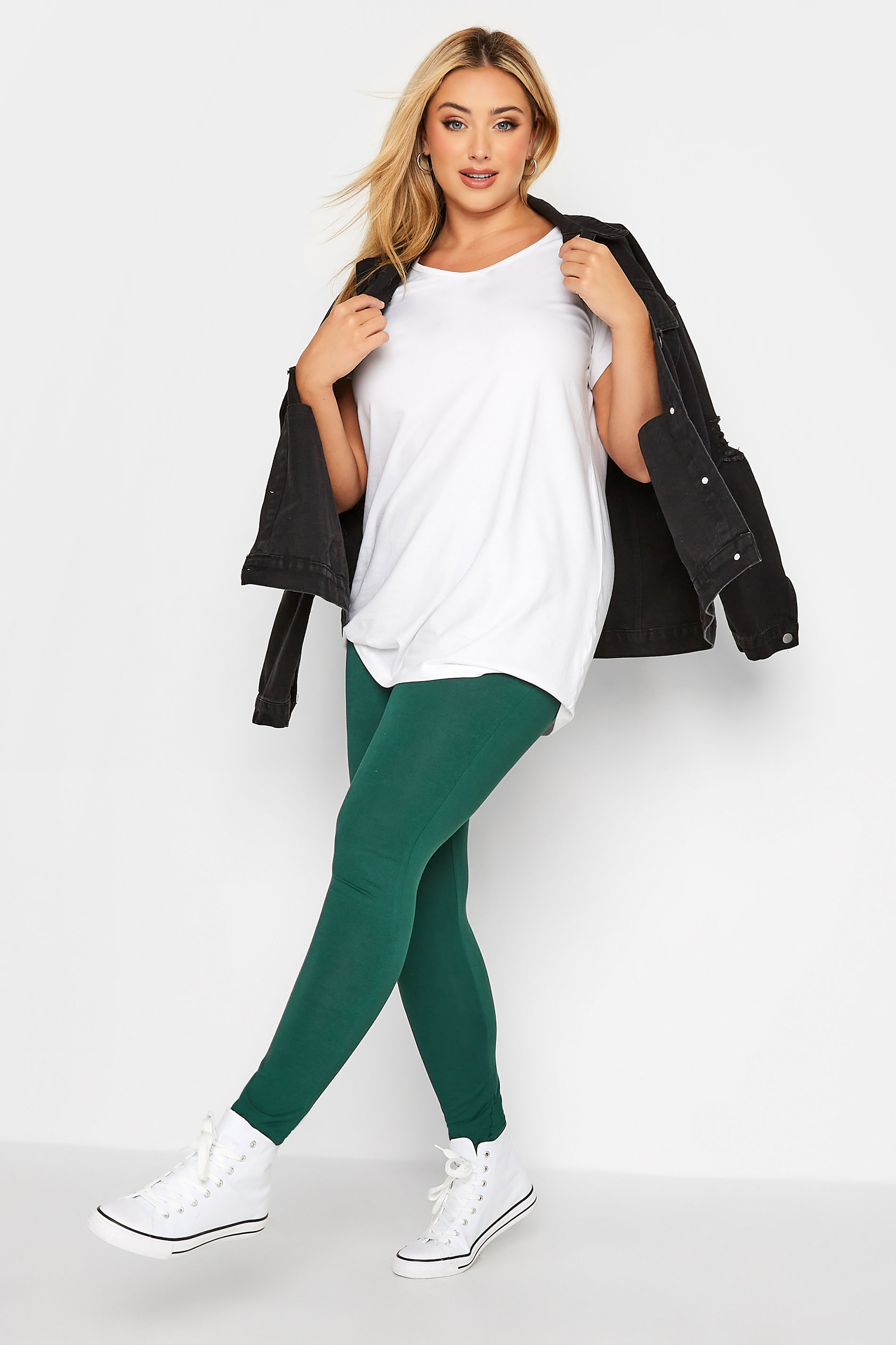 Curve Plus Size Forest Green Leggings | Yours Clothing 3