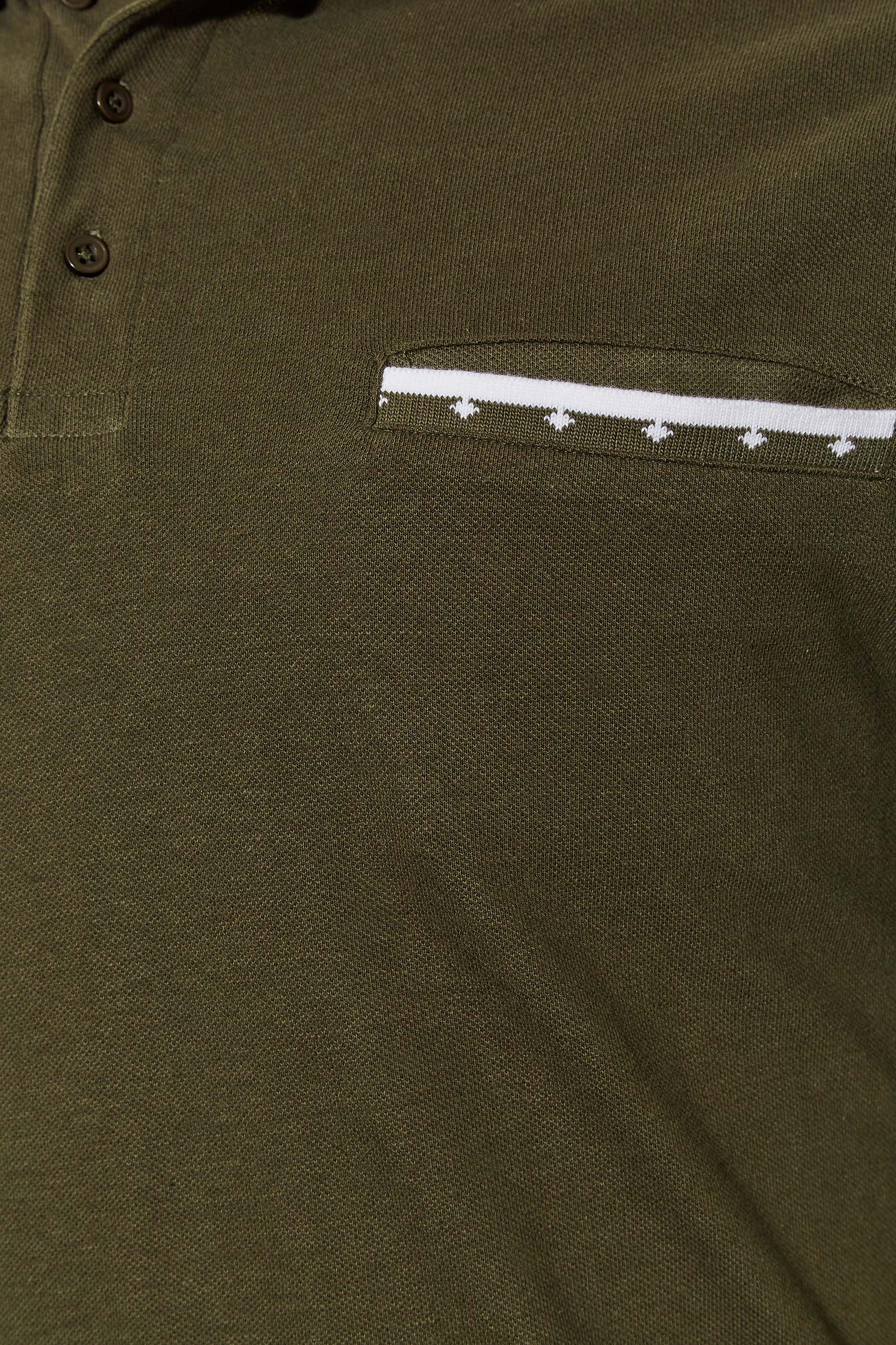 BadRhino Big & Tall Khaki Green Jacquard Collar Polo Shirt | BadRhino 3