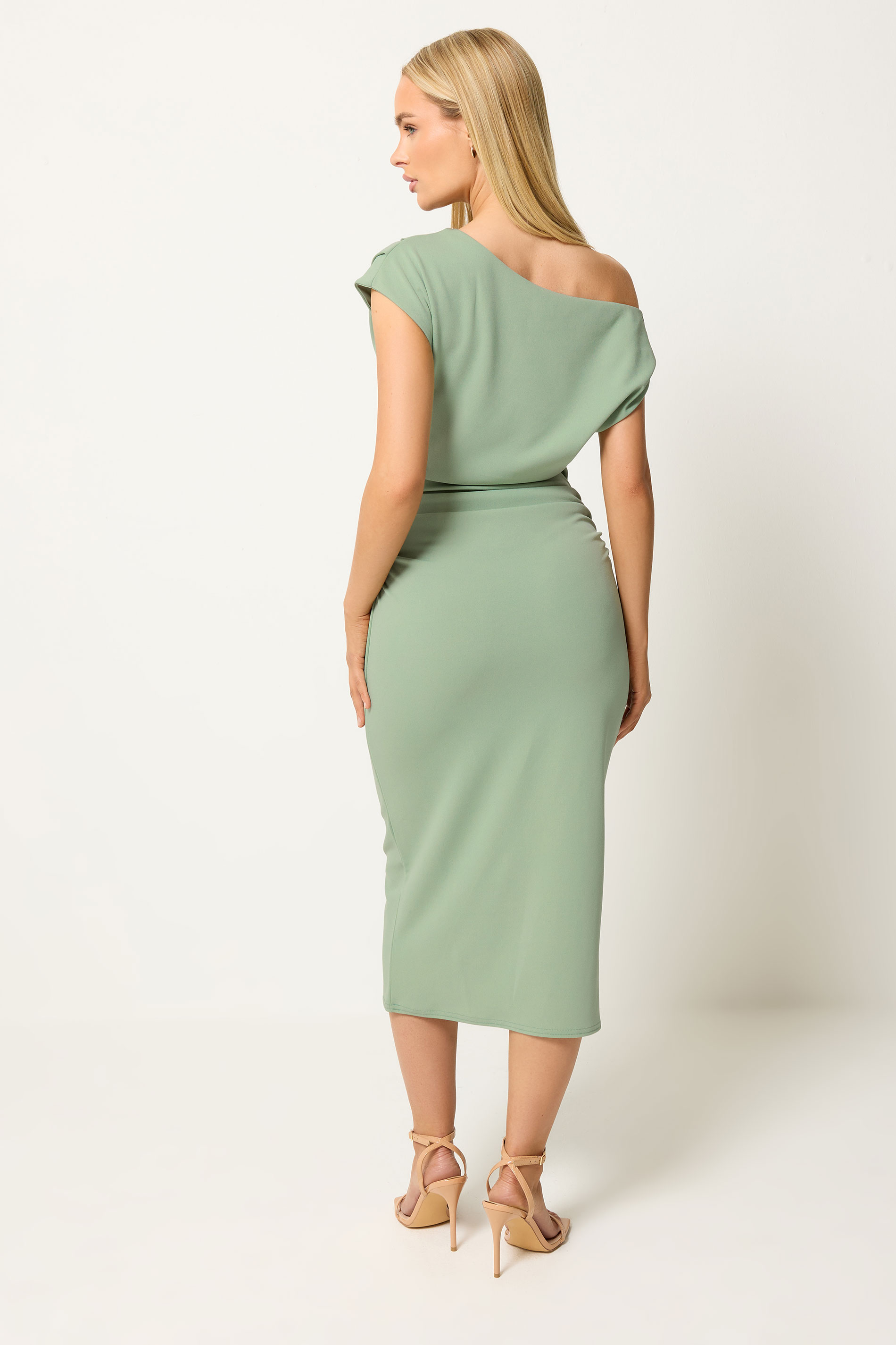 STAR Sage Green Draped Midi Dress | StarByJM 4