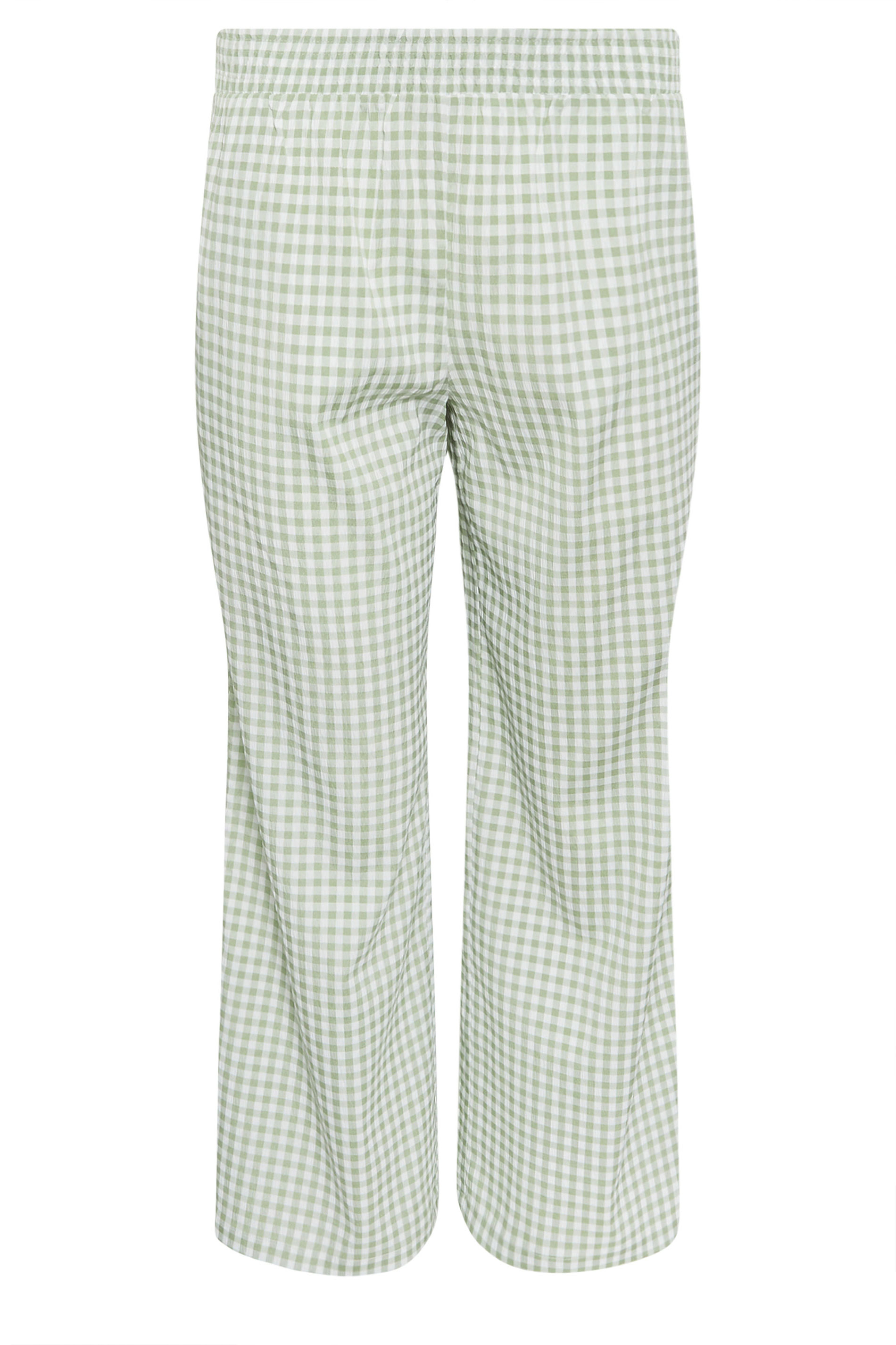 PixieGirl Petite Women's Green Gingham Wide Leg Trousers | PixieGirl 6